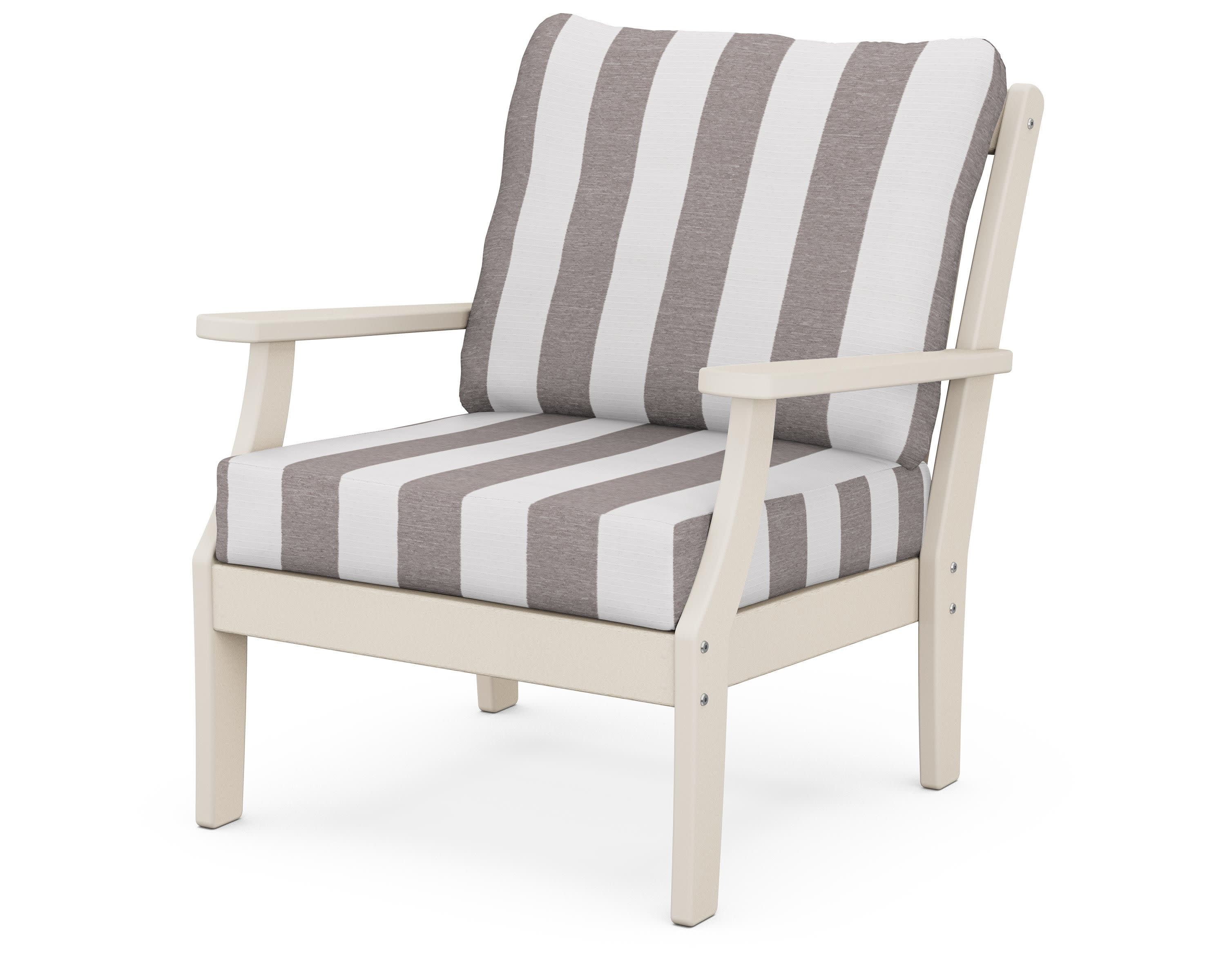 Braxton Deep Seating Chair in Sand / Cabana Stripe Grey Mist