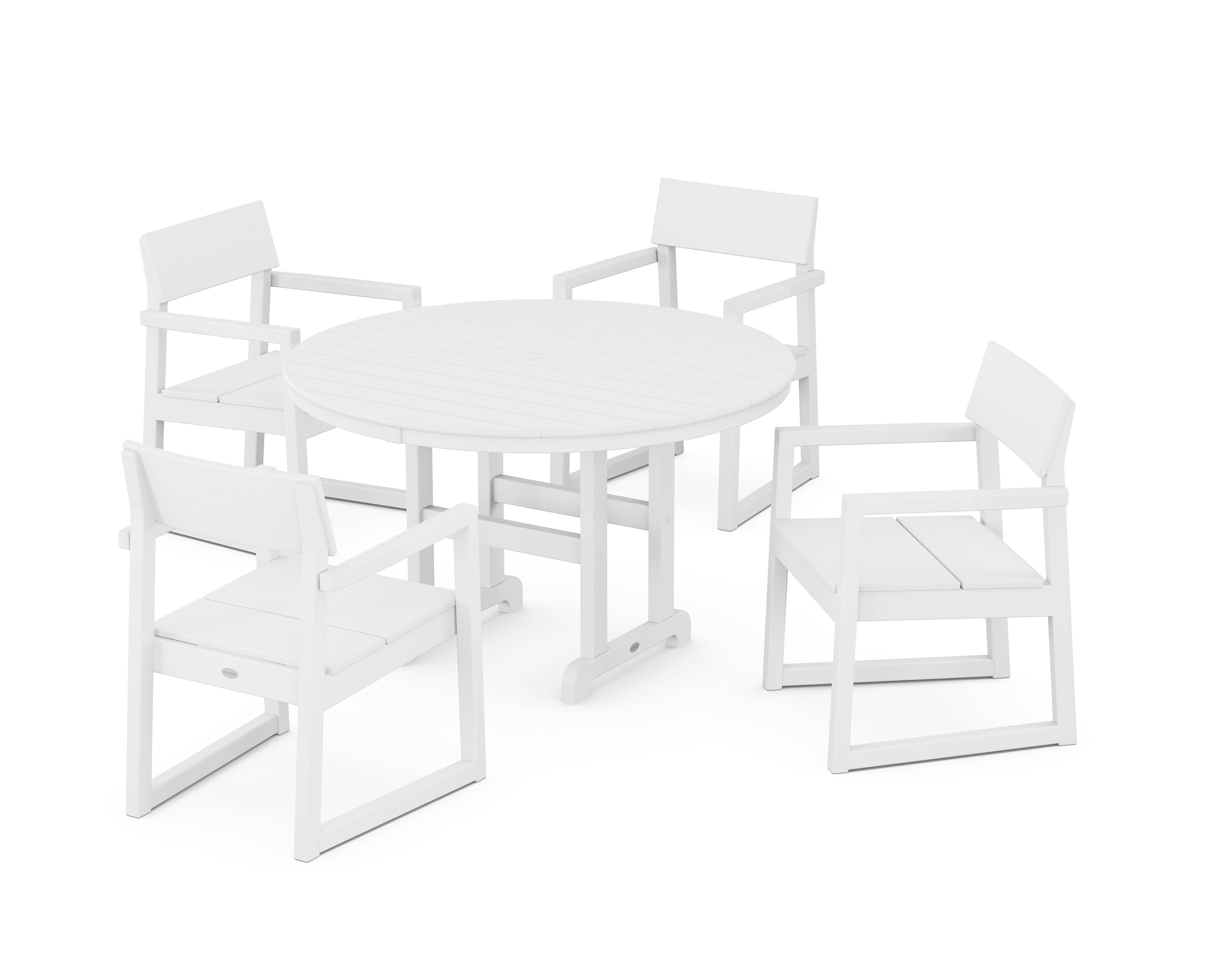 EDGE 5-Piece Round Farmhouse Dining Set in White