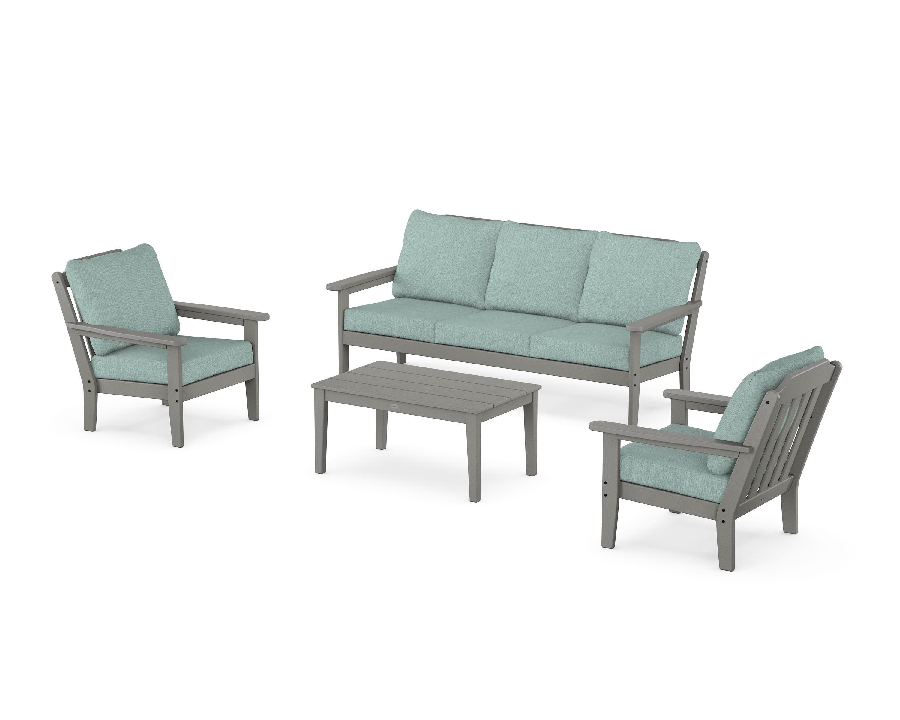 Cottage 4-Piece Deep Seating Set with Sofa in Slate Grey / Glacier Spa