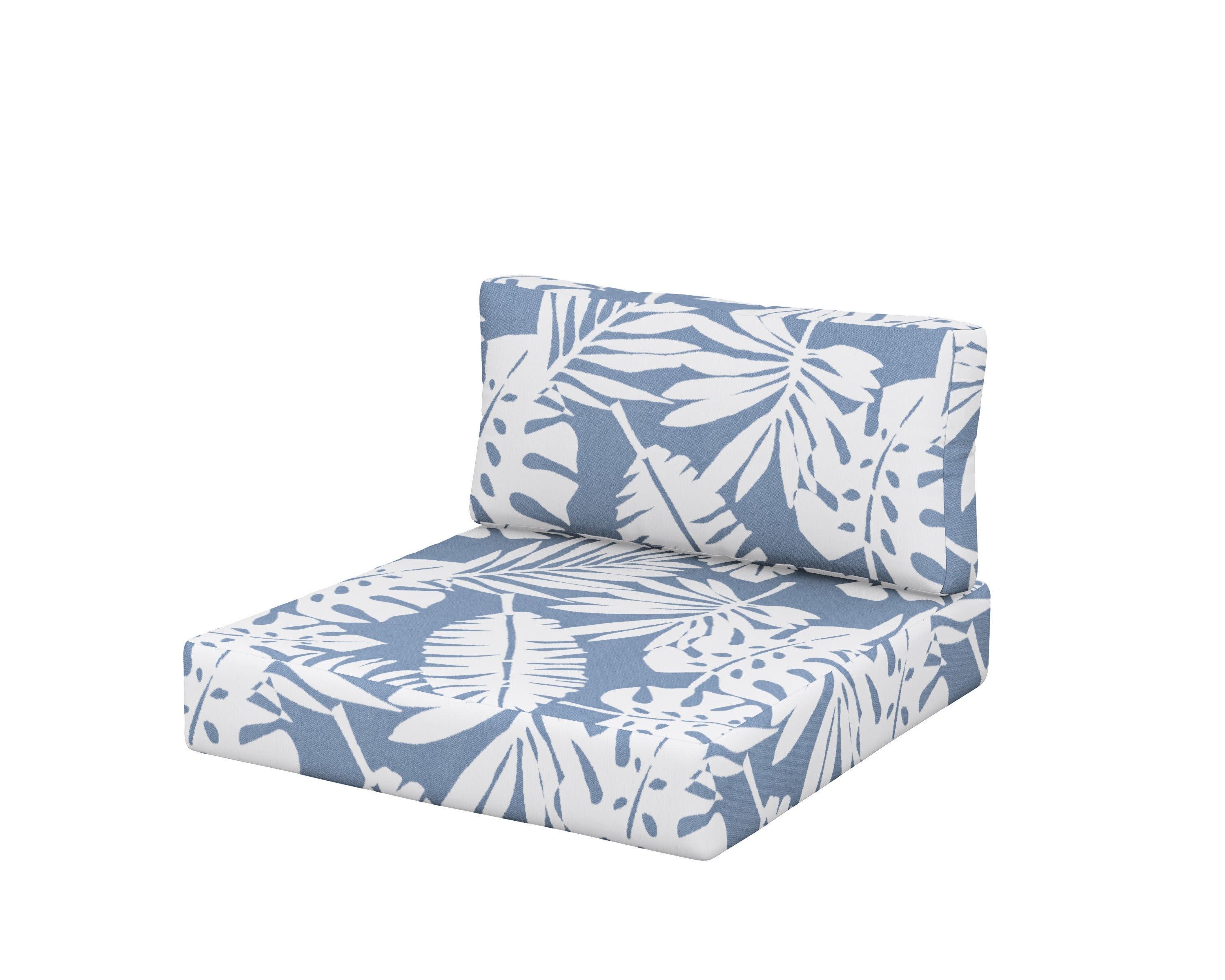 Acadia Back/Seat Cushion Set in Leaf Sky Blue