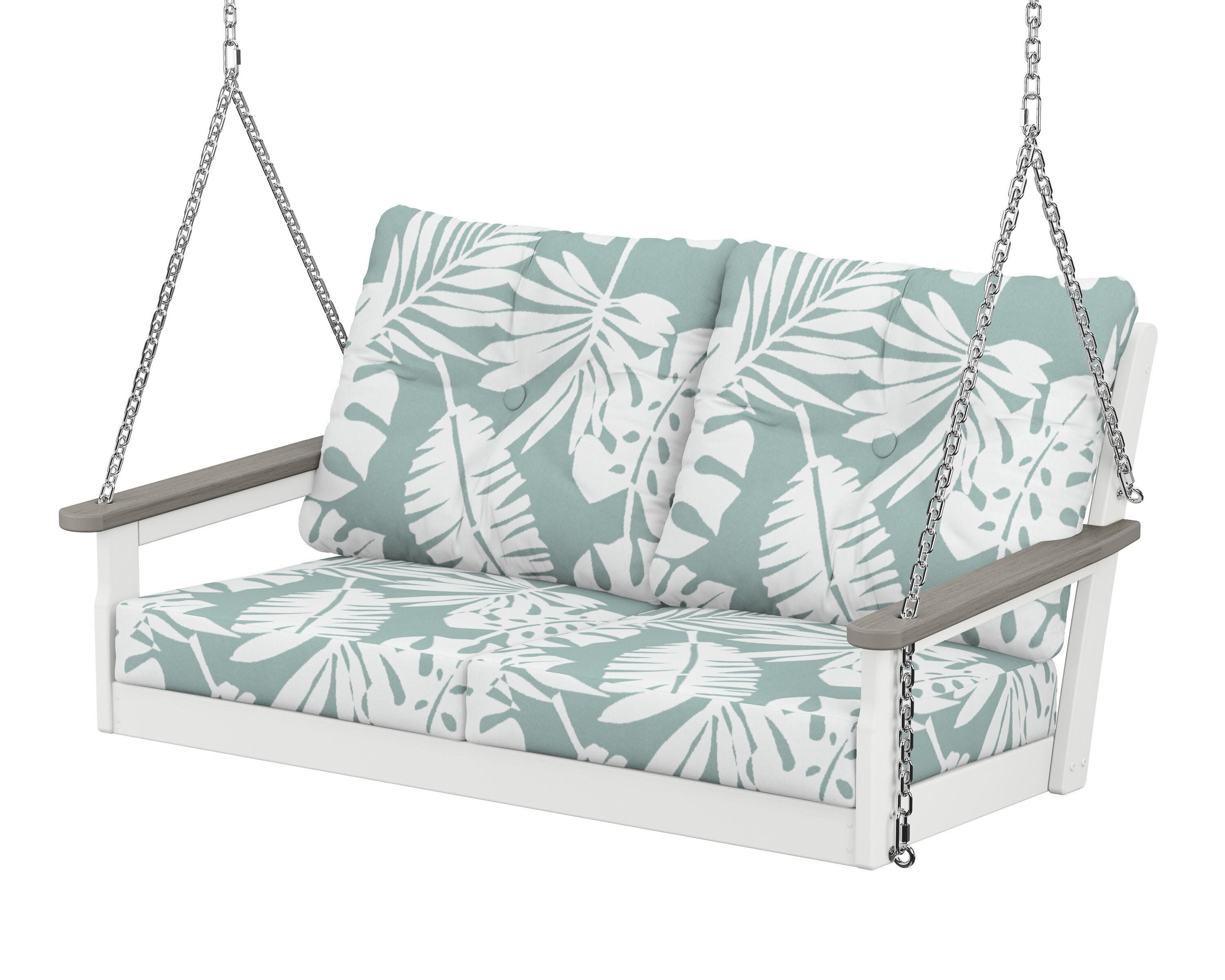 Vineyard Deep Seating Swing in White / Driftwood / Leaf Glacier Spa