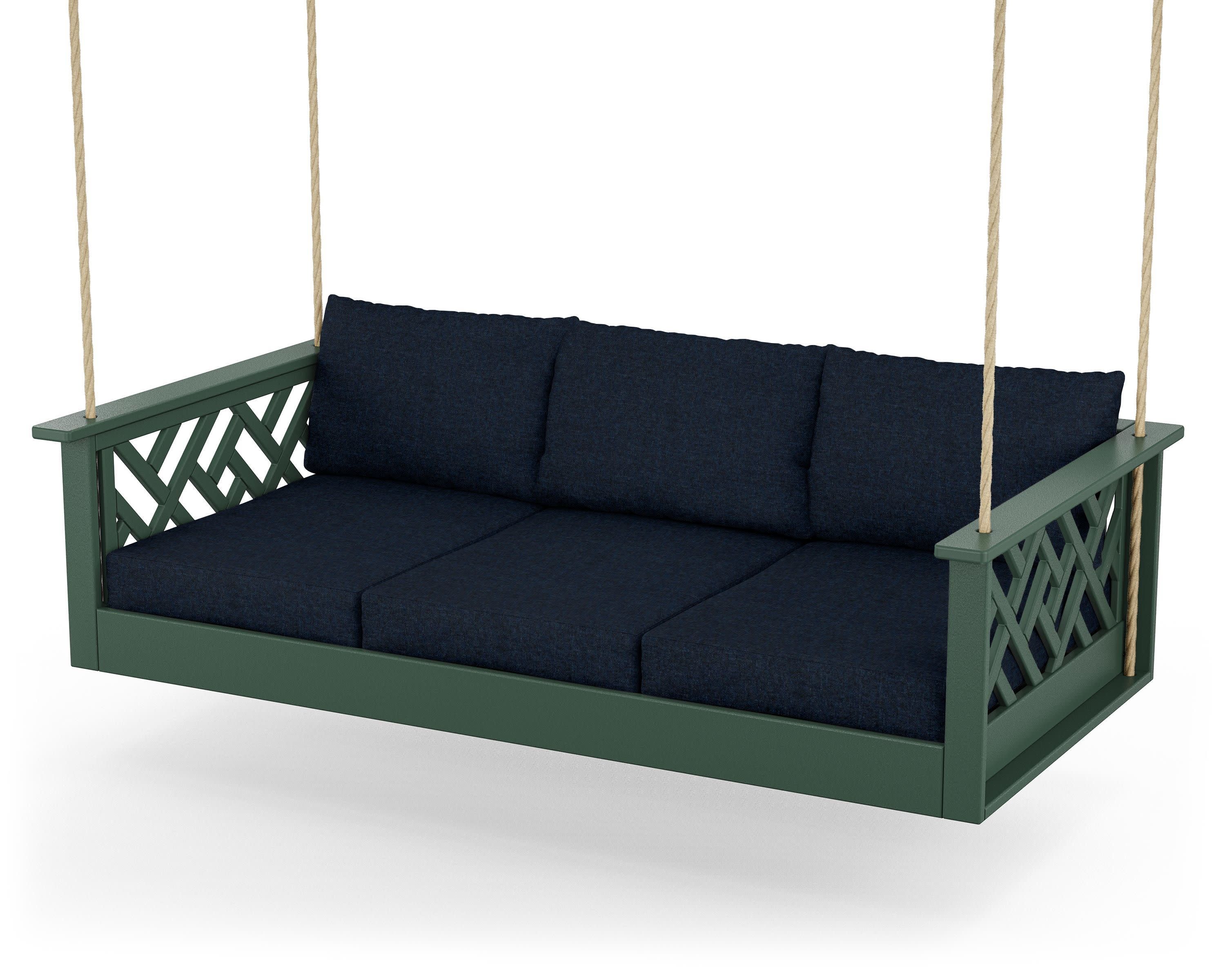 Chippendale Daybed Swing in Green / Marine Indigo