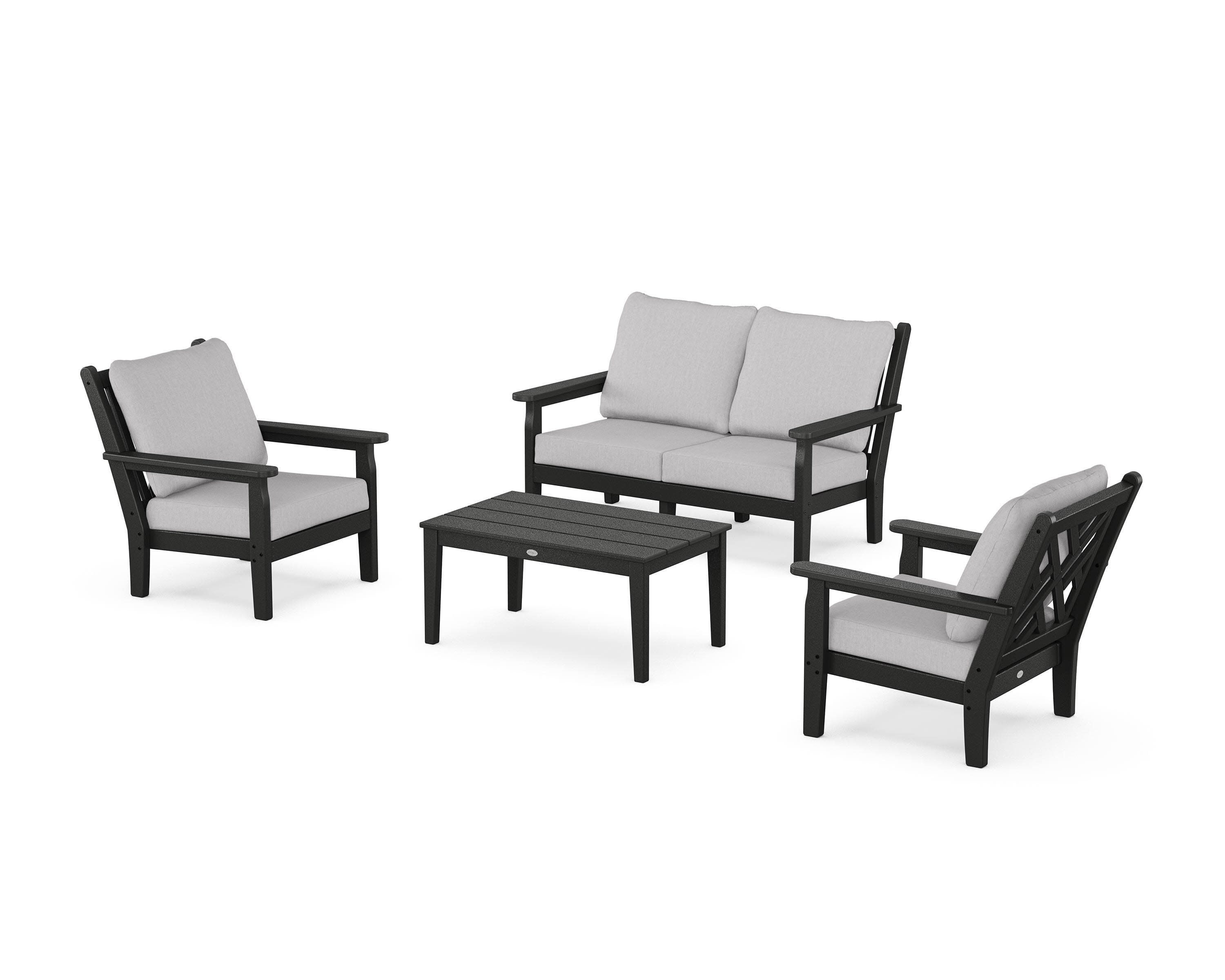 Chippendale 4-Piece Deep Seating Set with Loveseat in Black / Granite
