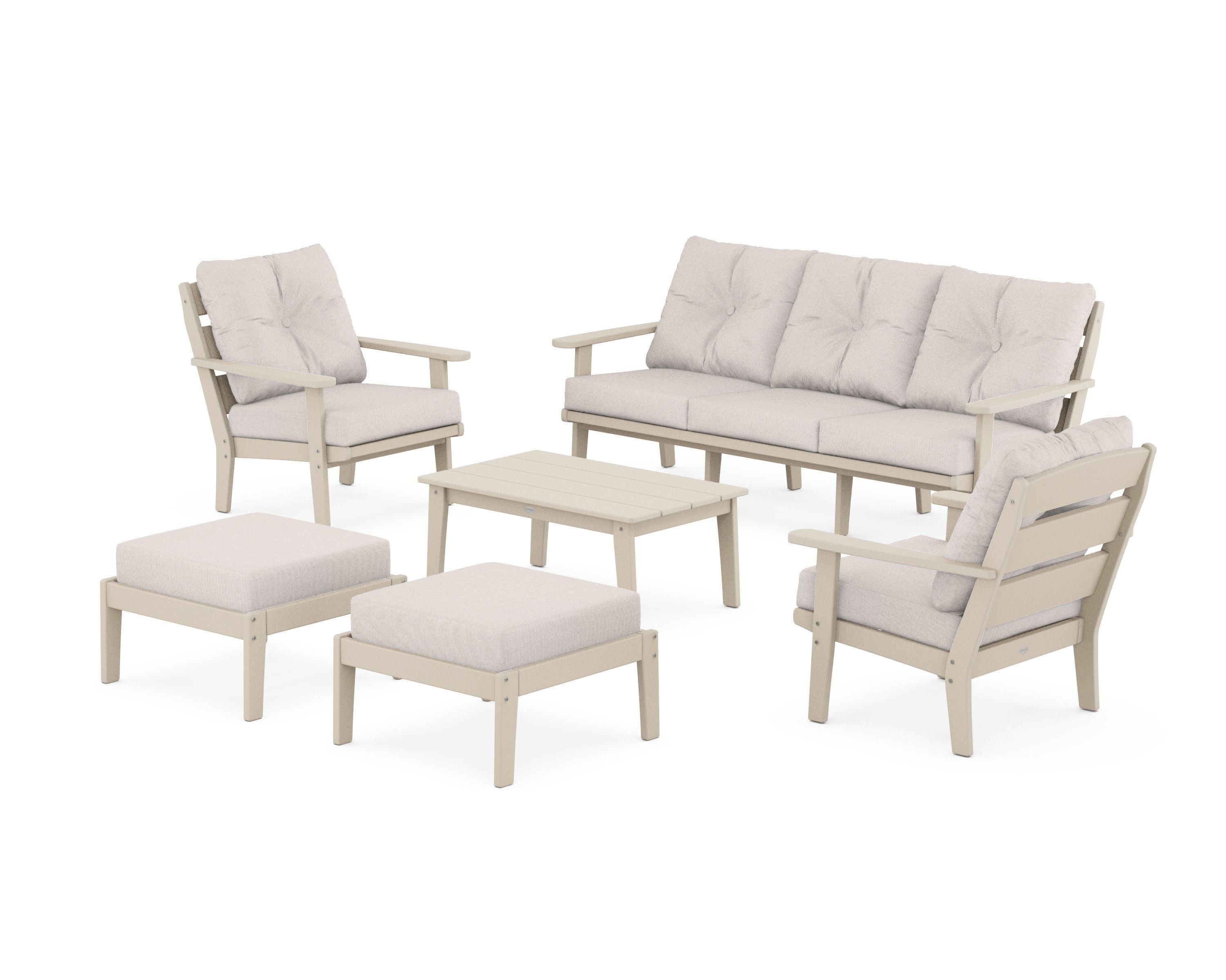 Lakeside 6-Piece Lounge Sofa Set in Sand / Dune Burlap