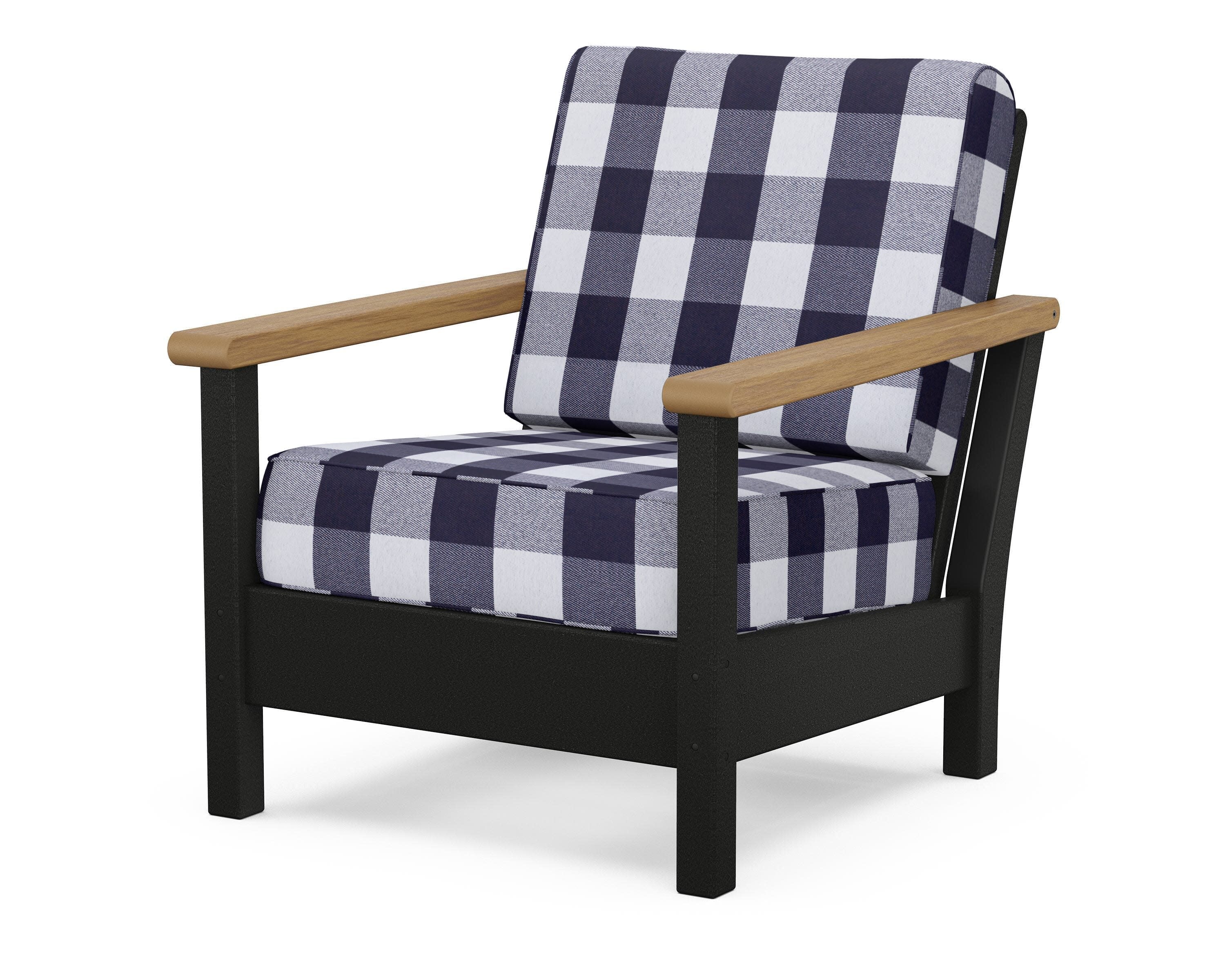 Harbour Deep Seating Chair in Black / Natural / Buffalo Plaid Navy