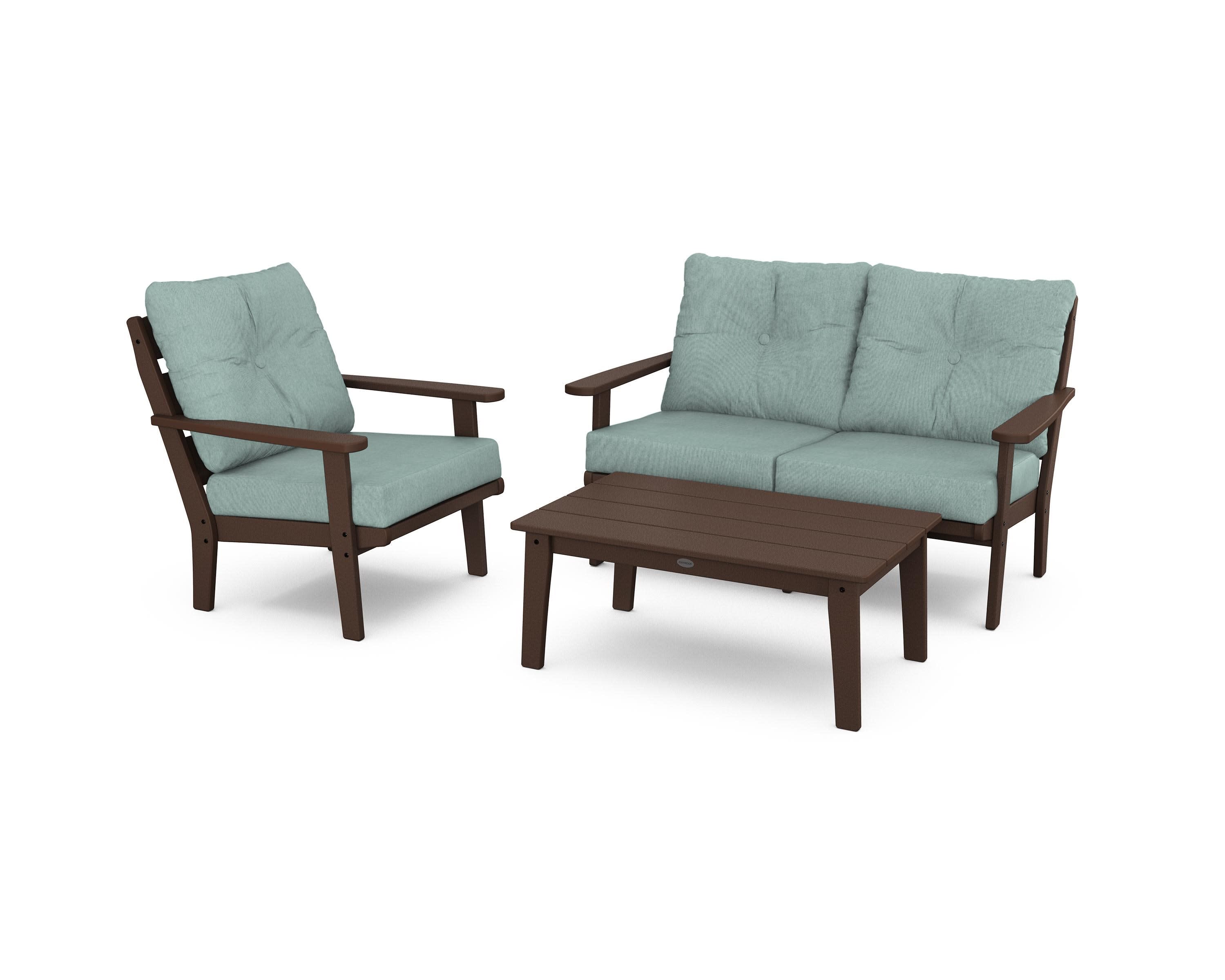 Lakeside 3-Piece Deep Seating Set in Mahogany / Glacier Spa