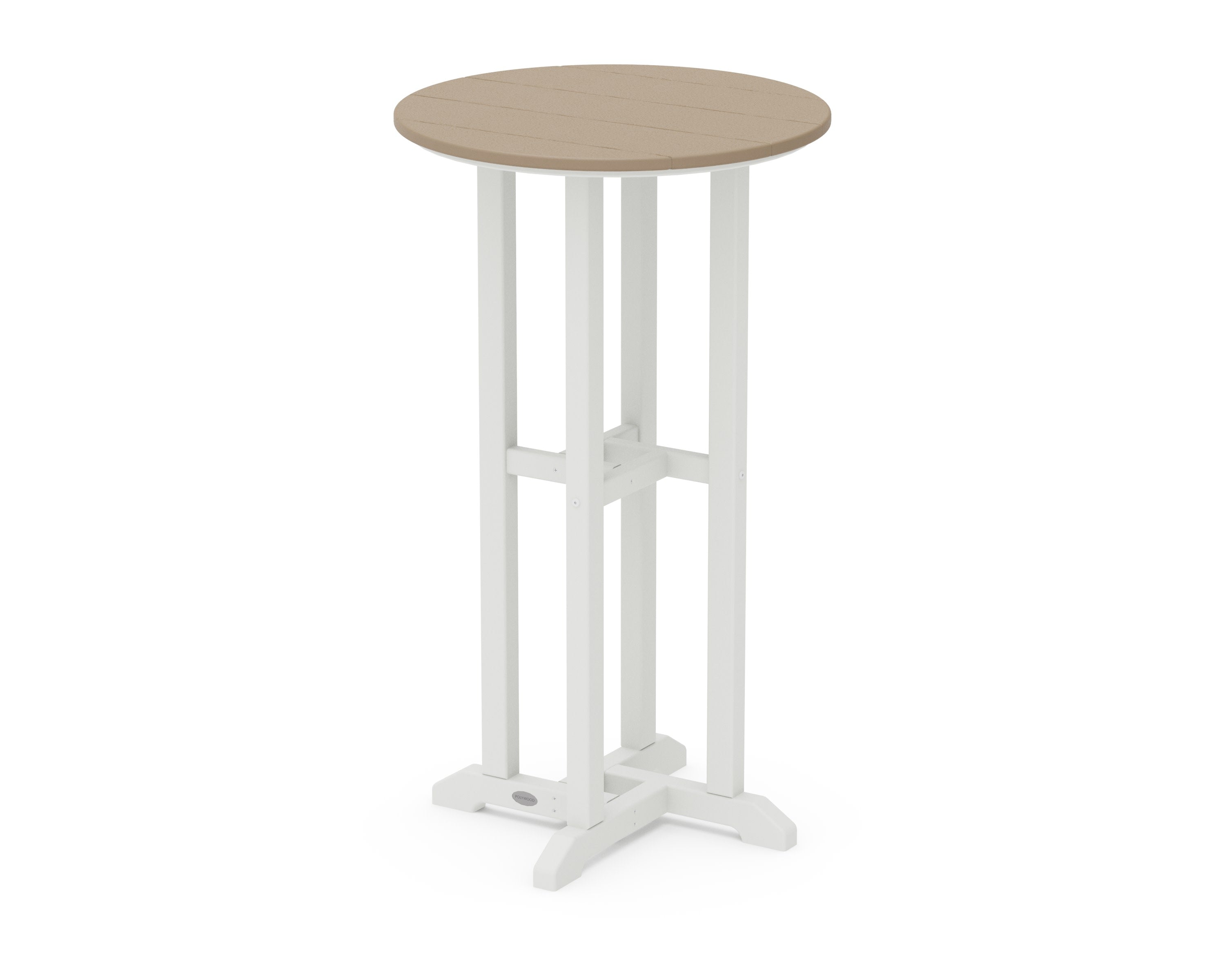 Contempo 24" Round Bar Table in White / Vintage Sahara