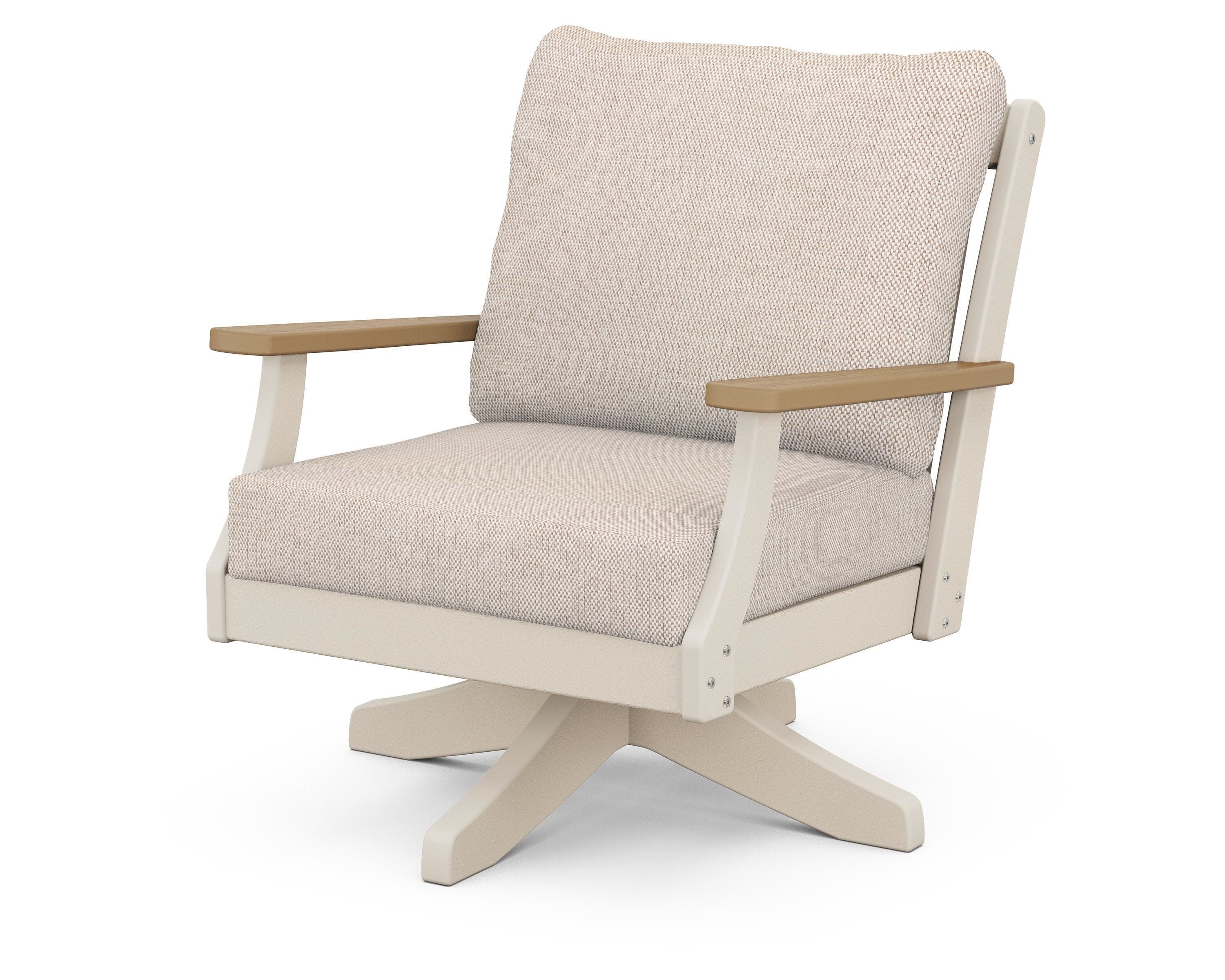 Braxton Deep Seating Swivel Chair in Sand / Natural / Blend Linen