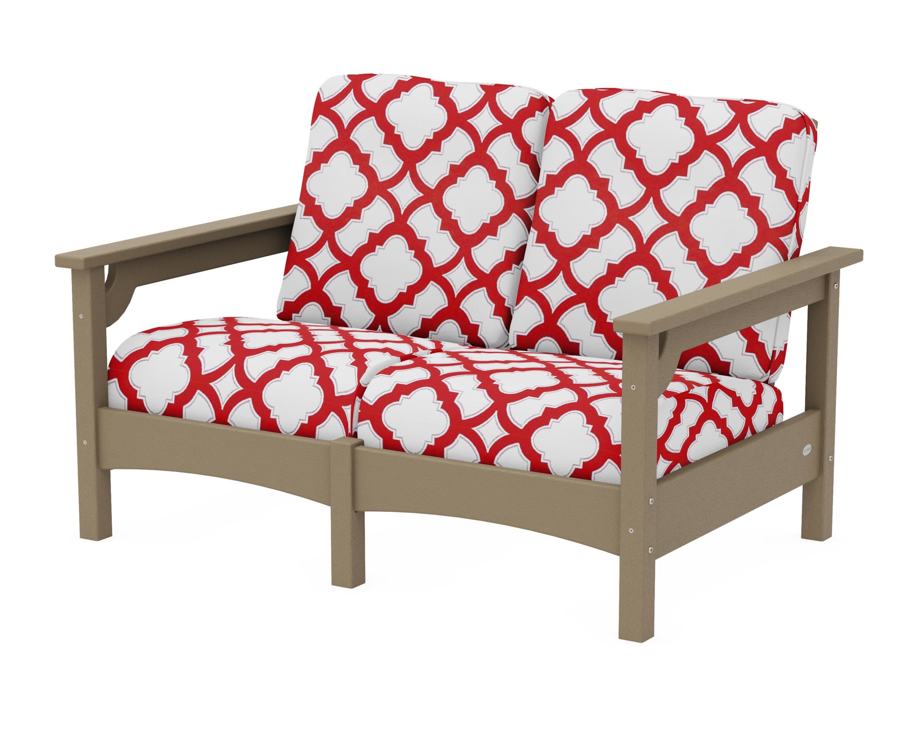 Club Loveseat in Vintage Sahara / Trellis Crimson