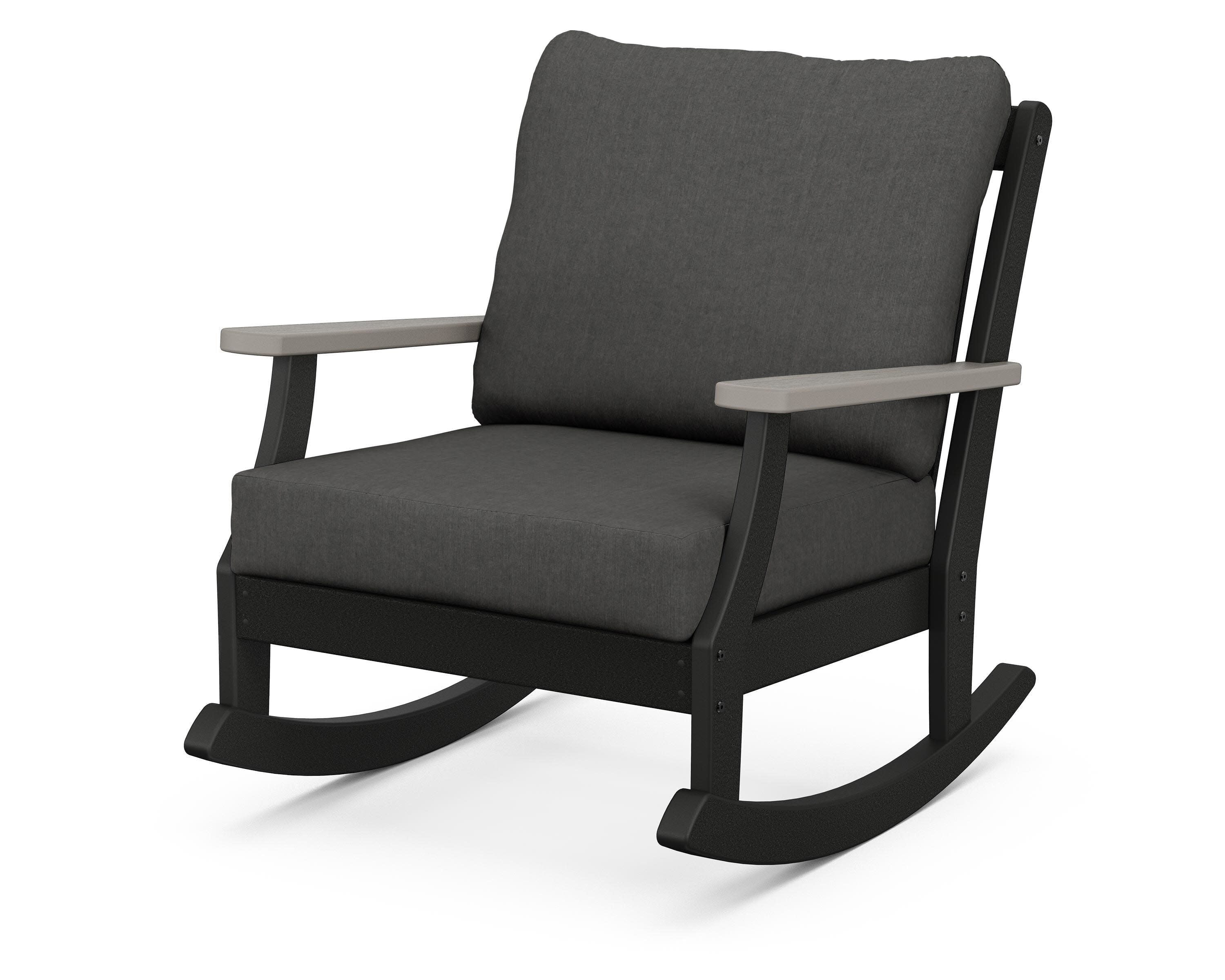 Braxton Deep Seating Rocking Chair in Black / Driftwood / Spectrum Carbon