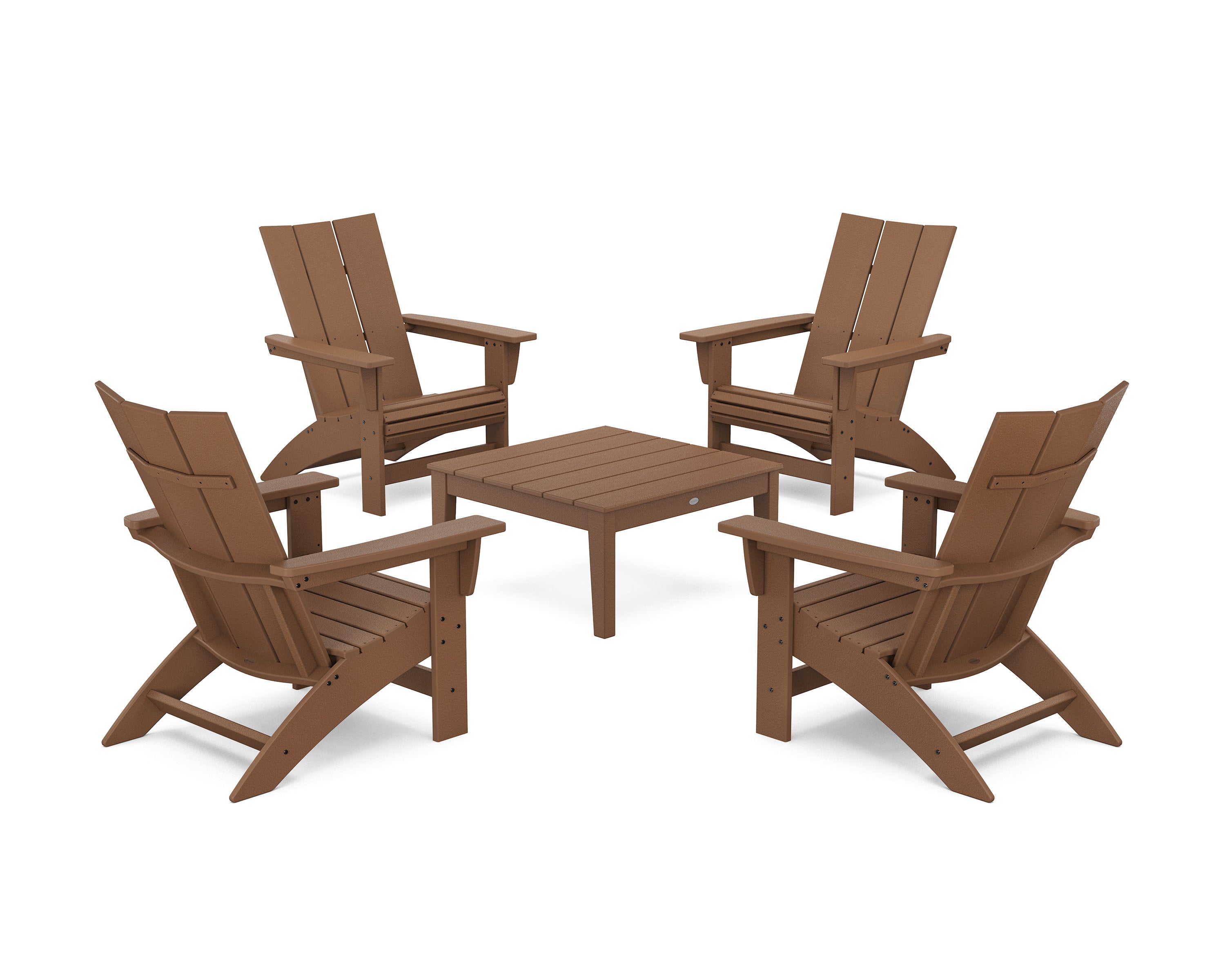 5-Piece Modern Grand Adirondack Chair Conversation Group in Teak