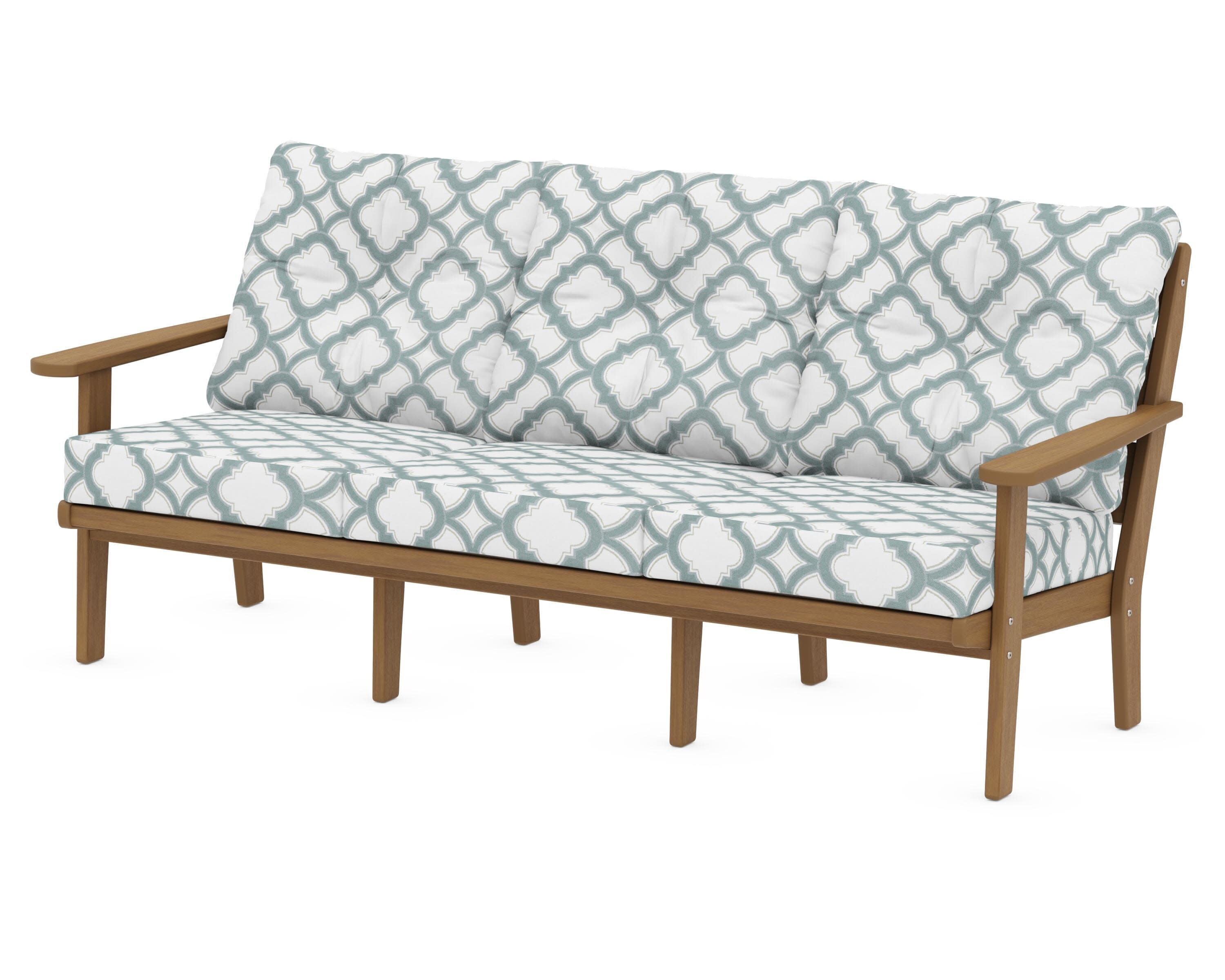 Lakeside Deep Seating Sofa in Natural / Trellis Glacier Spa