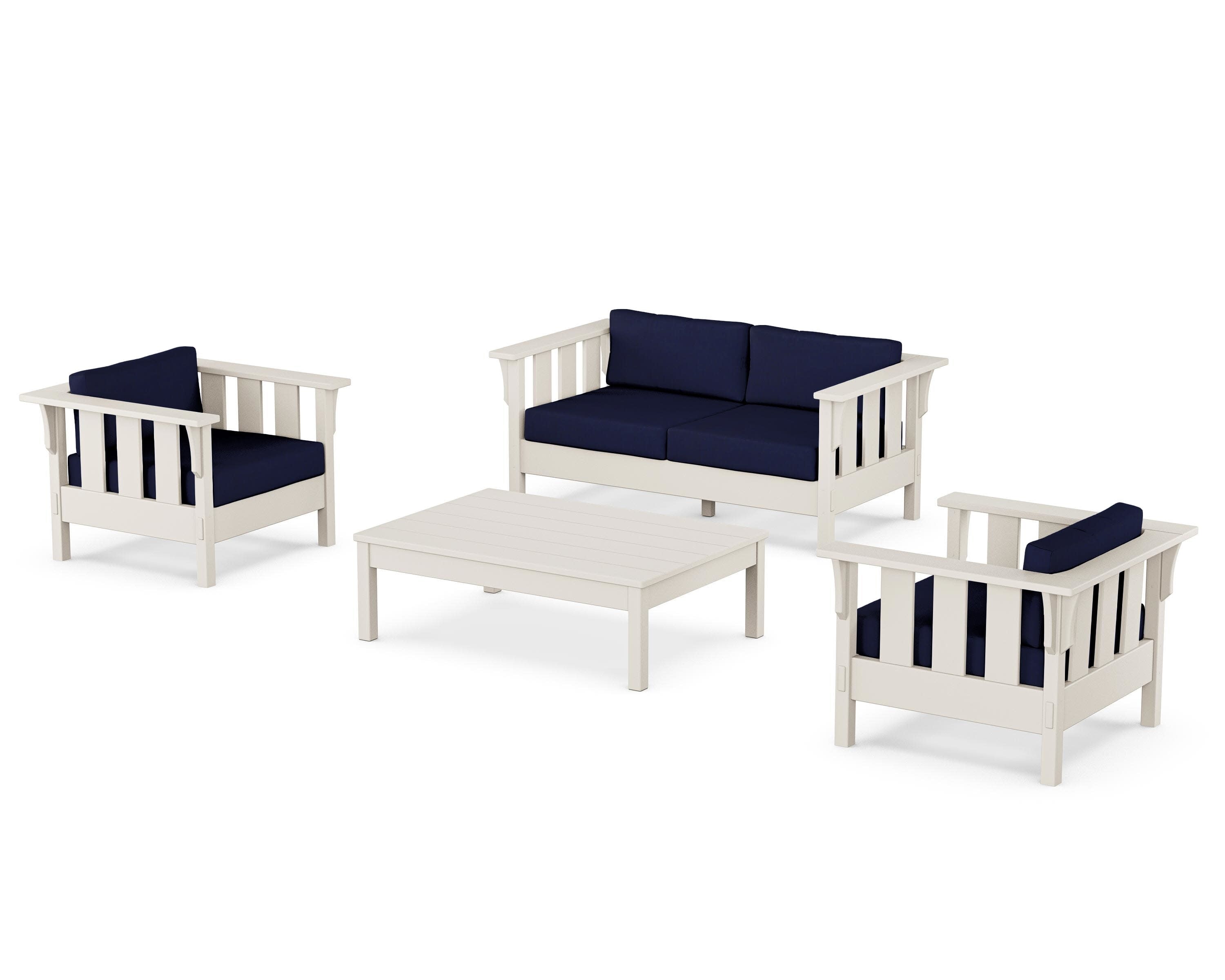 Acadia 4-Piece Deep Seating Set with Loveseat in Sand / Navy