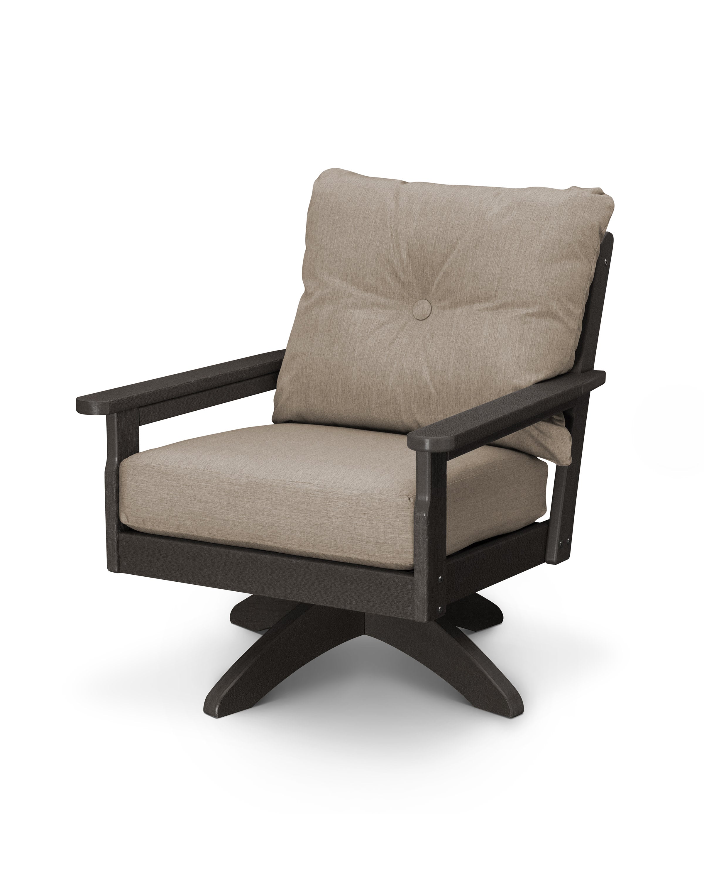 Vineyard Deep Seating Swivel Chair in Vintage Coffee / Cast Ash