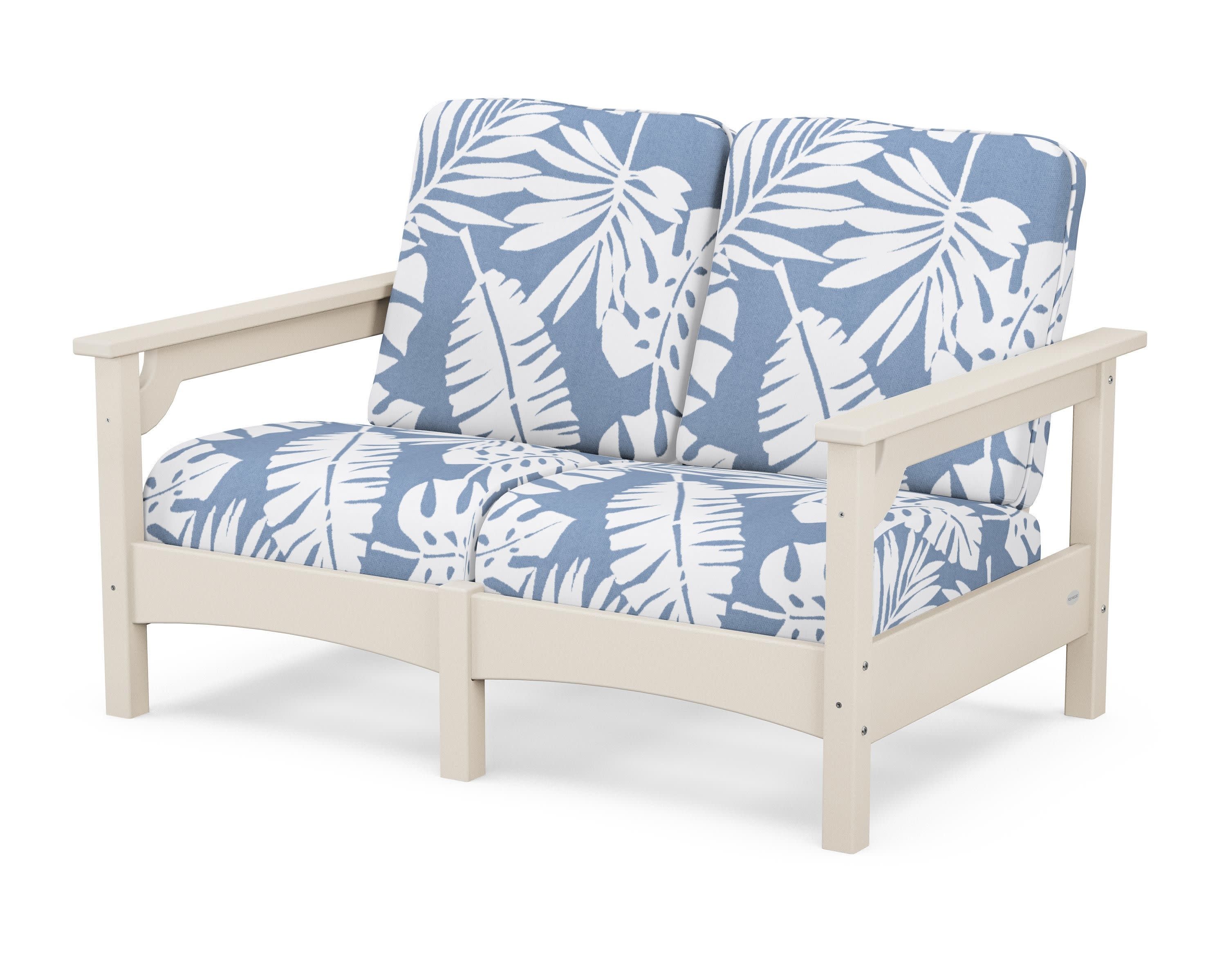 Club Loveseat in Sand / Leaf Sky Blue
