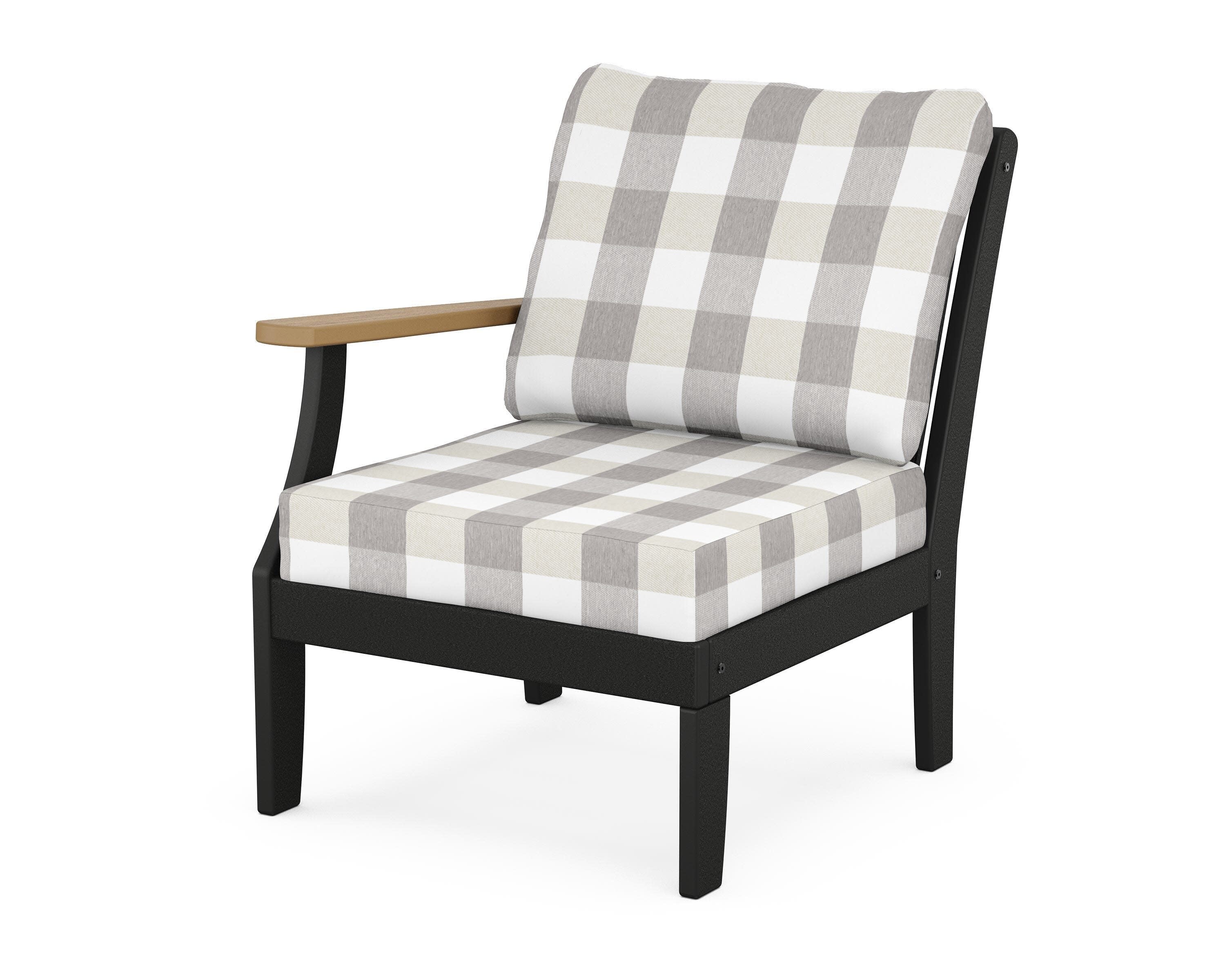 Braxton Modular Left Arm Chair in Black / Natural / Buffalo Plaid Grey Mist
