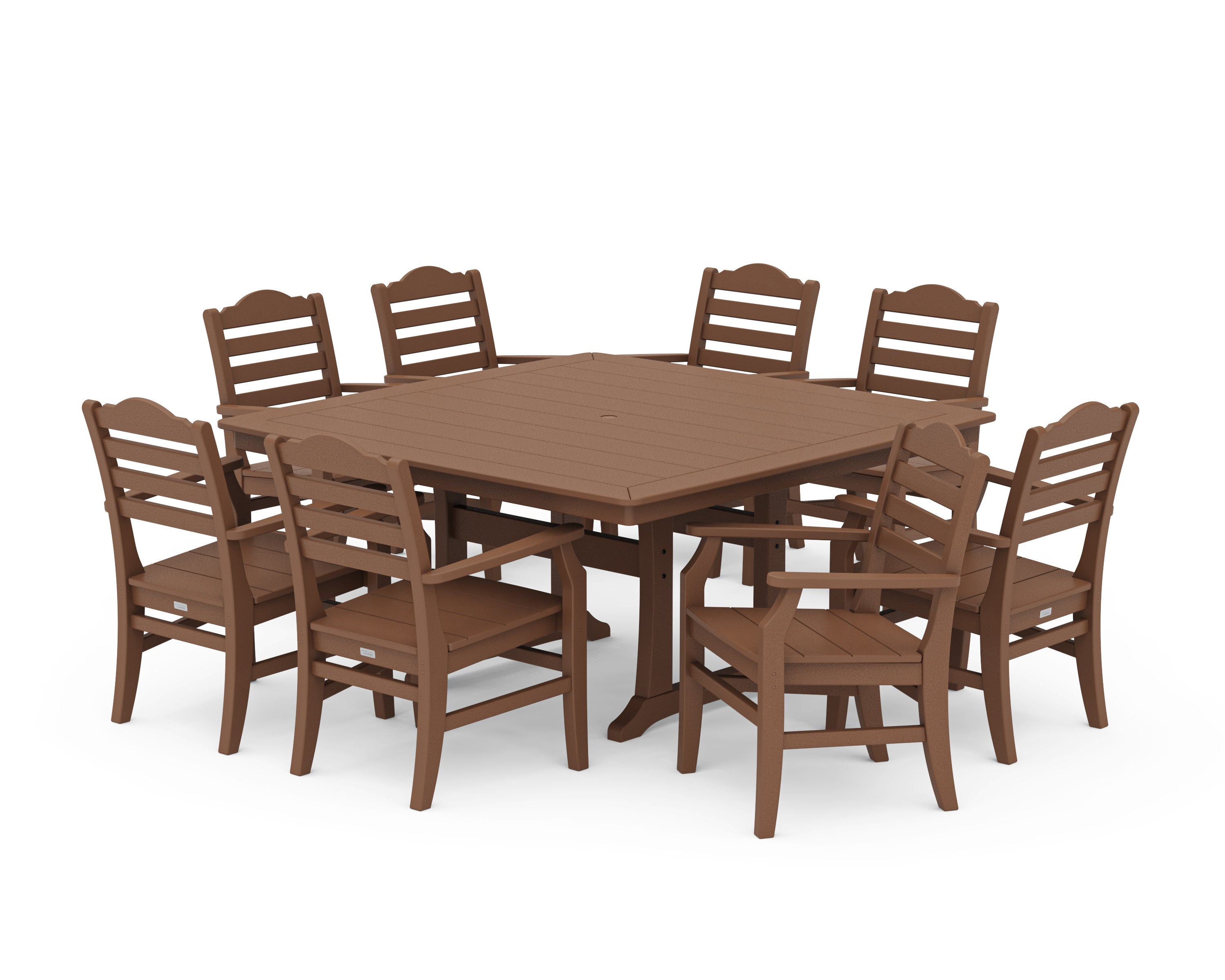 Savannah 9-Piece Square Dining Set with Trestle Legs in Teak