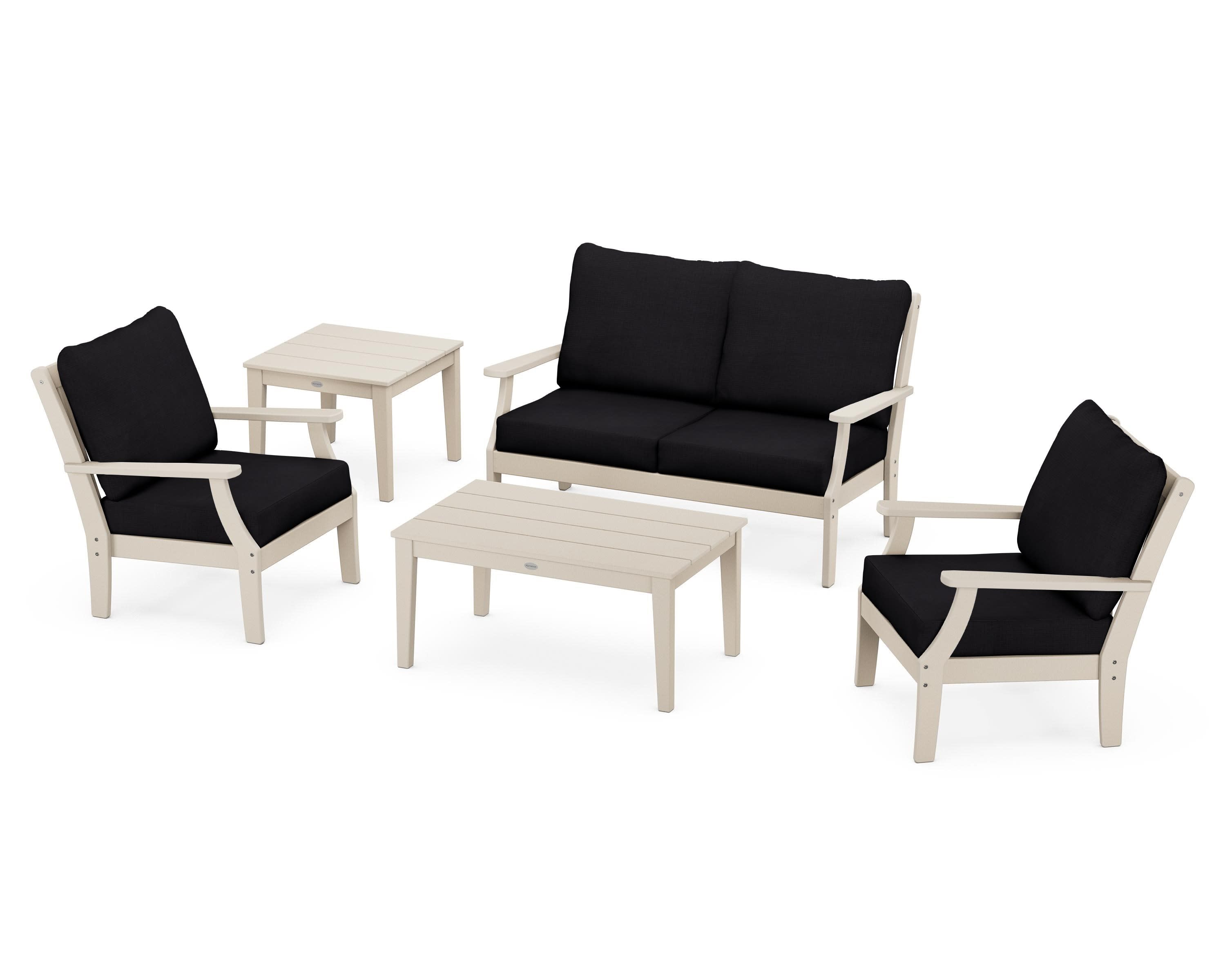 Braxton 5-Piece Deep Seating Set in Sand / Midnight Linen