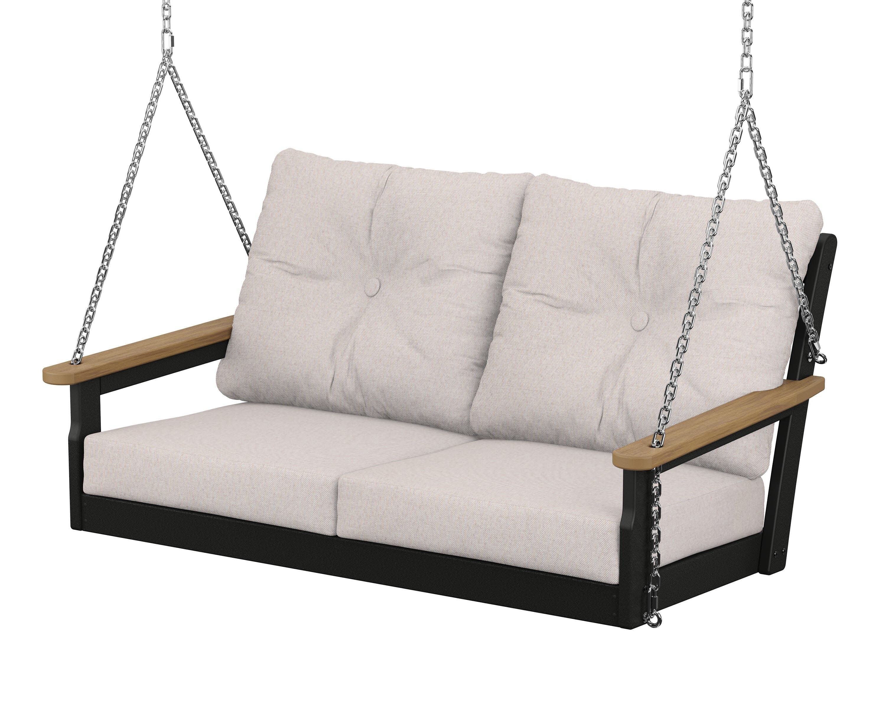 Vineyard Deep Seating Swing in Black / Natural / Dune Burlap