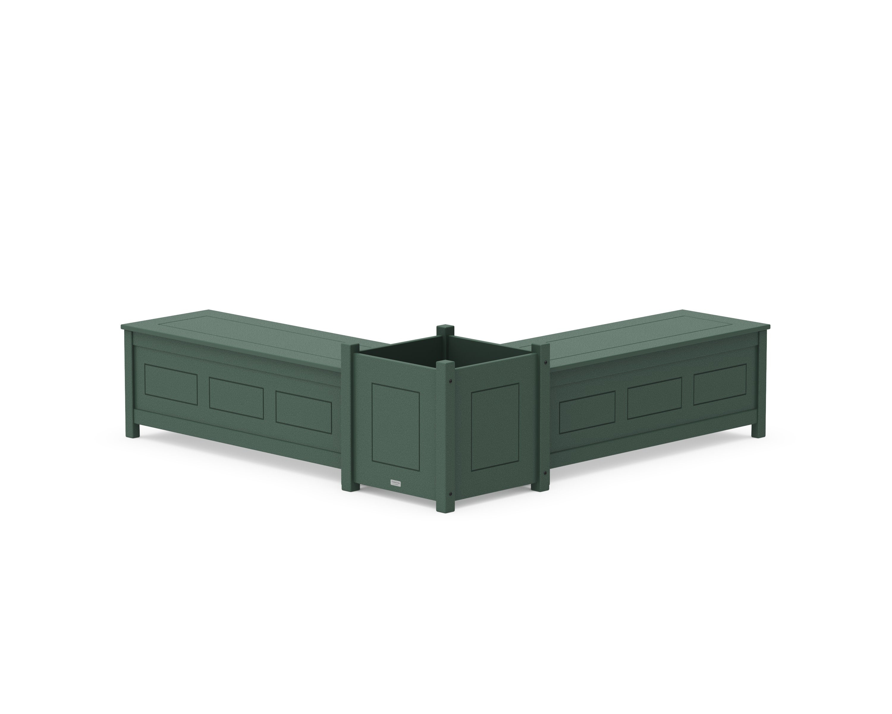 48" Country Living L- Shaped Planter Storage Bench Set- Large in Green