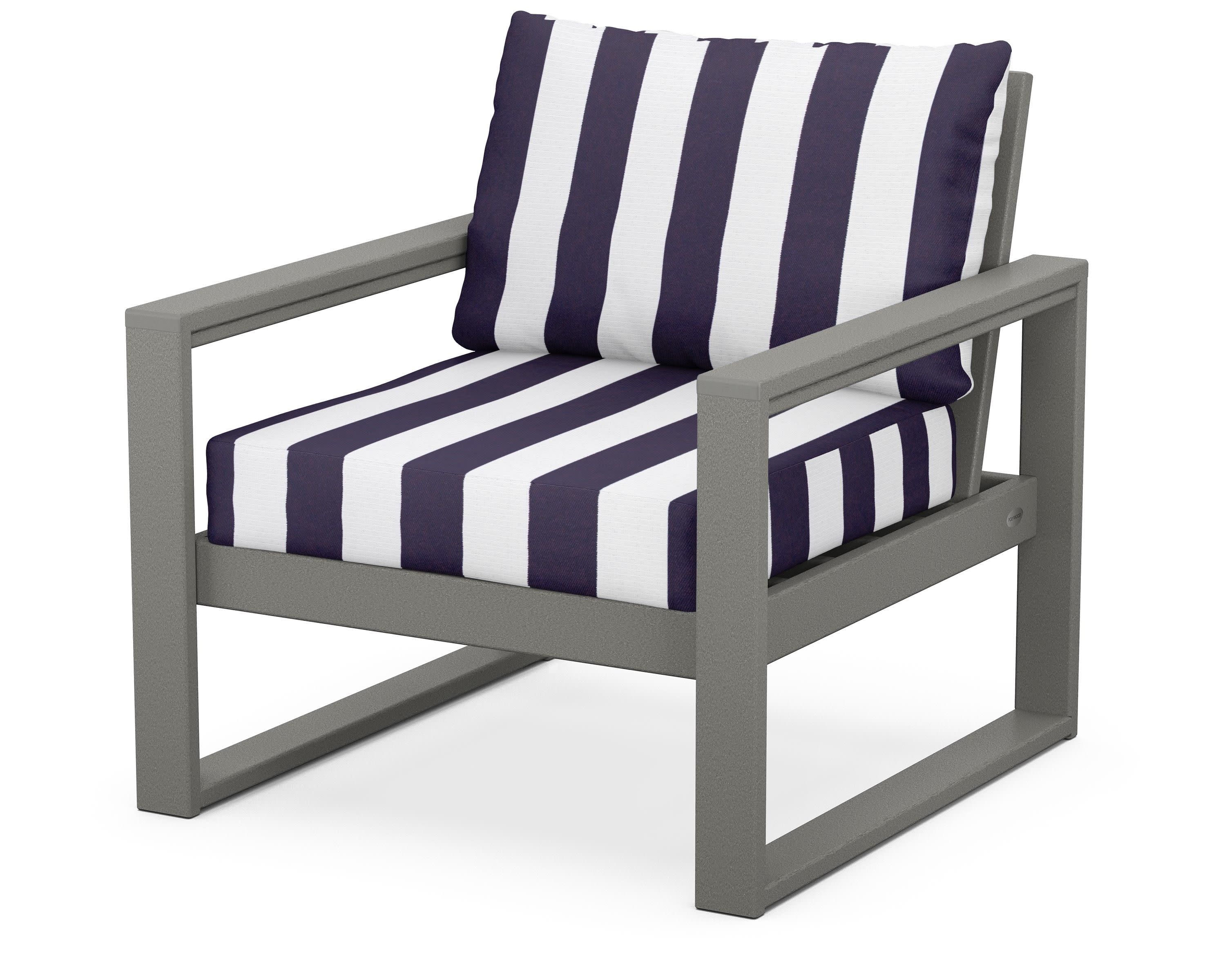 EDGE Club Chair in Slate Grey / Cabana Stripe Navy