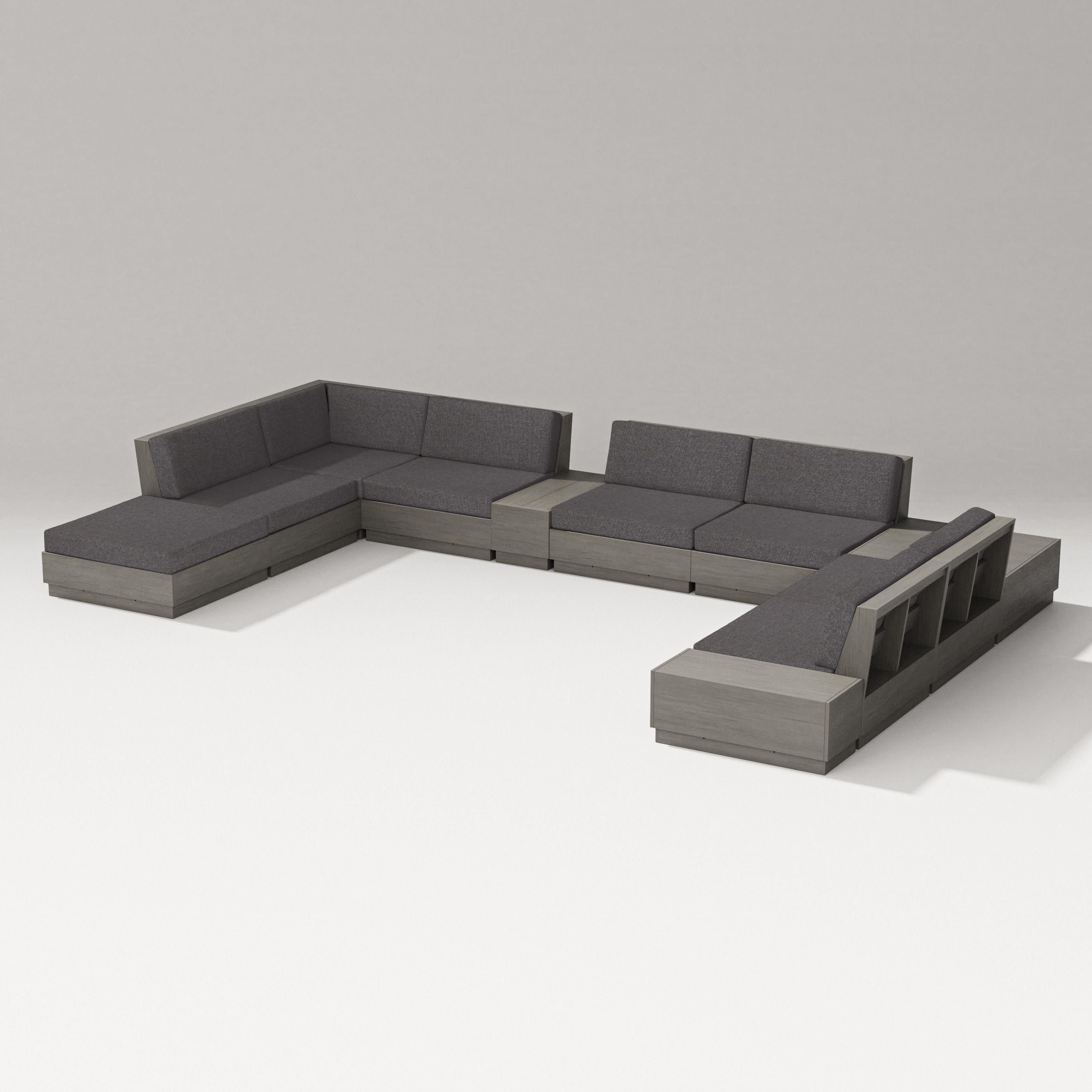 Elevate 11-Piece Conversation Sectional Set in Driftwood / Ash Charcoal
