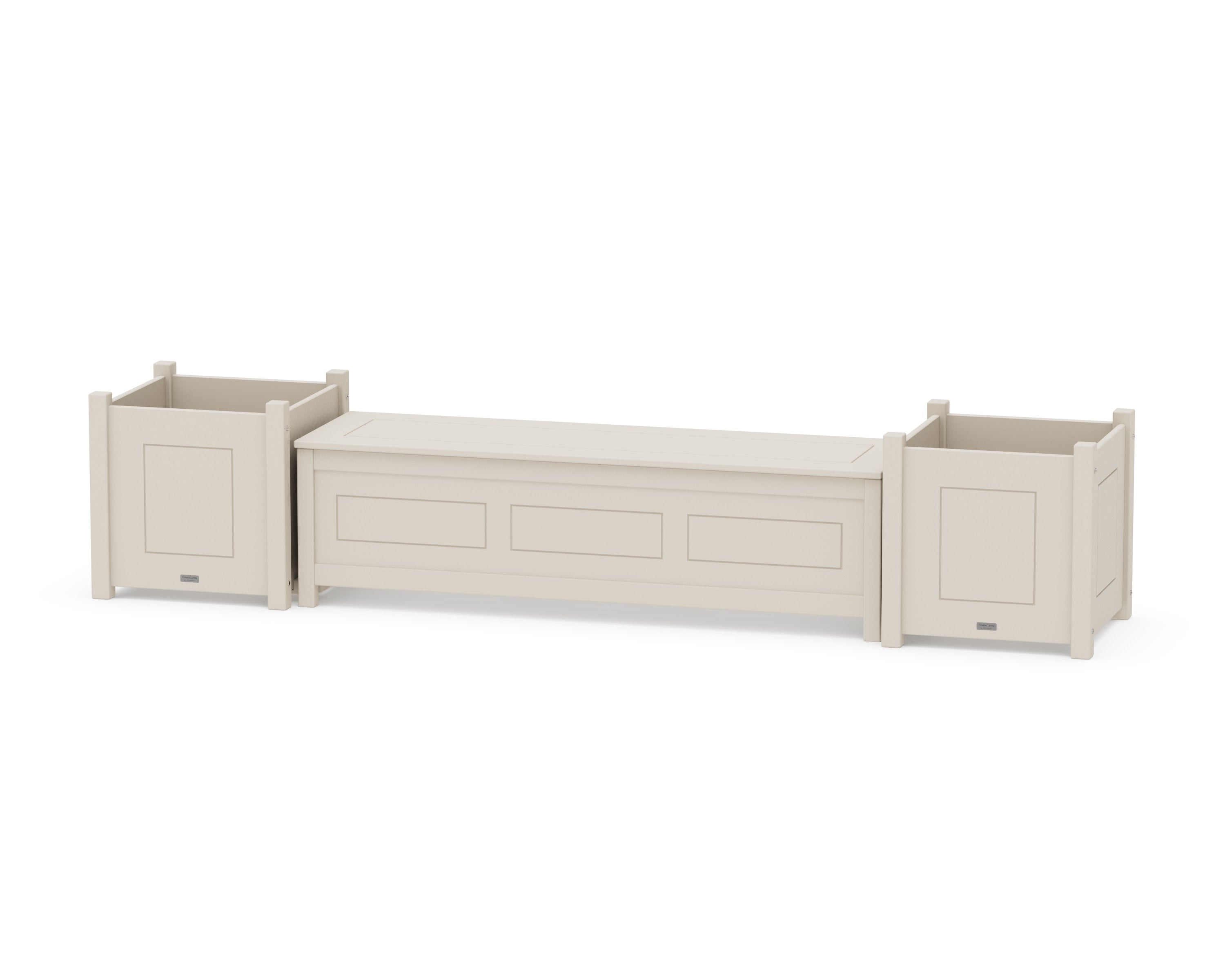 60" Country Living Straight Planter Storage Bench Set- Large in Sand