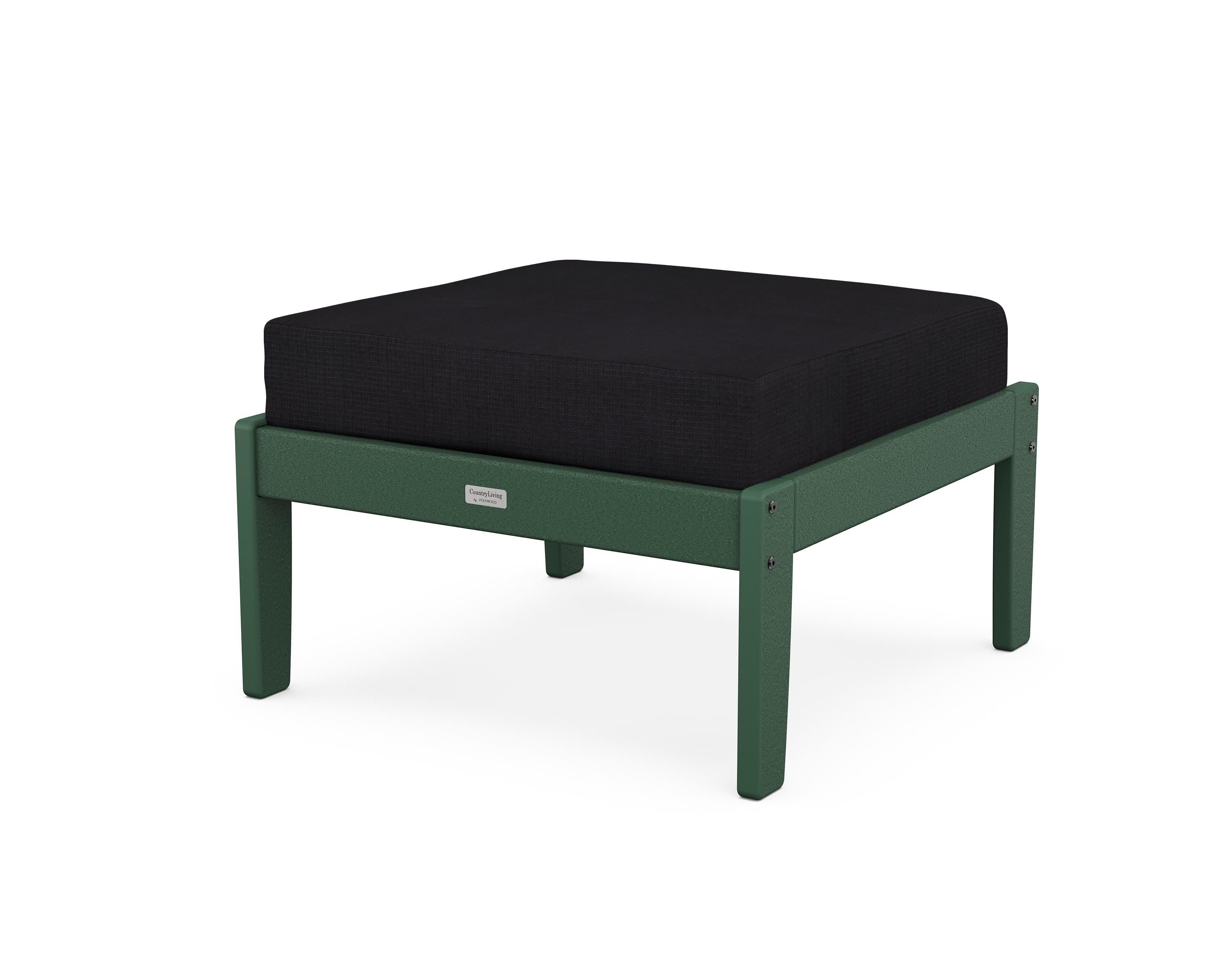Cottage Deep Seating Ottoman in Green / Midnight Linen