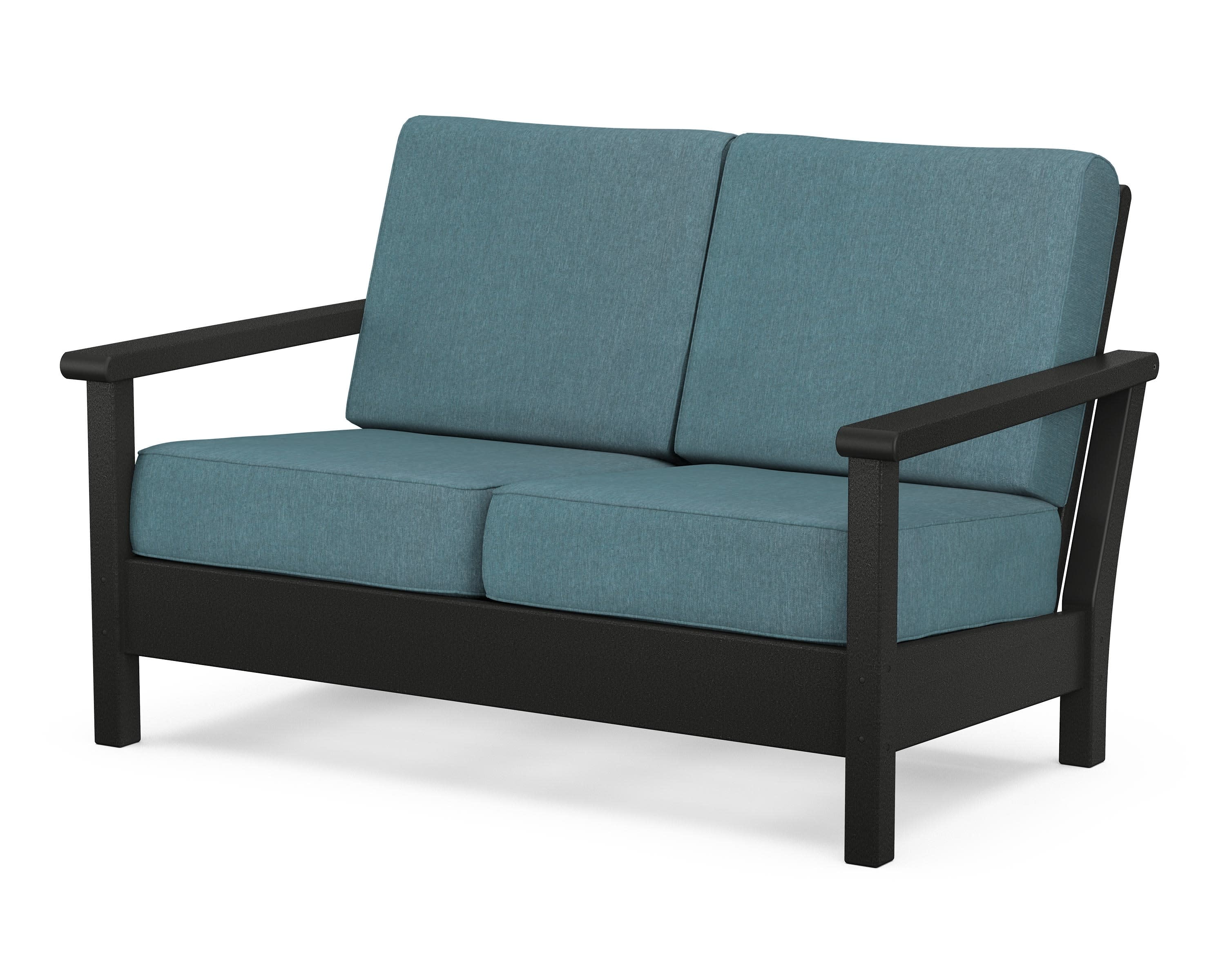 Harbour Deep Seating Loveseat in Black / Ocean Teal