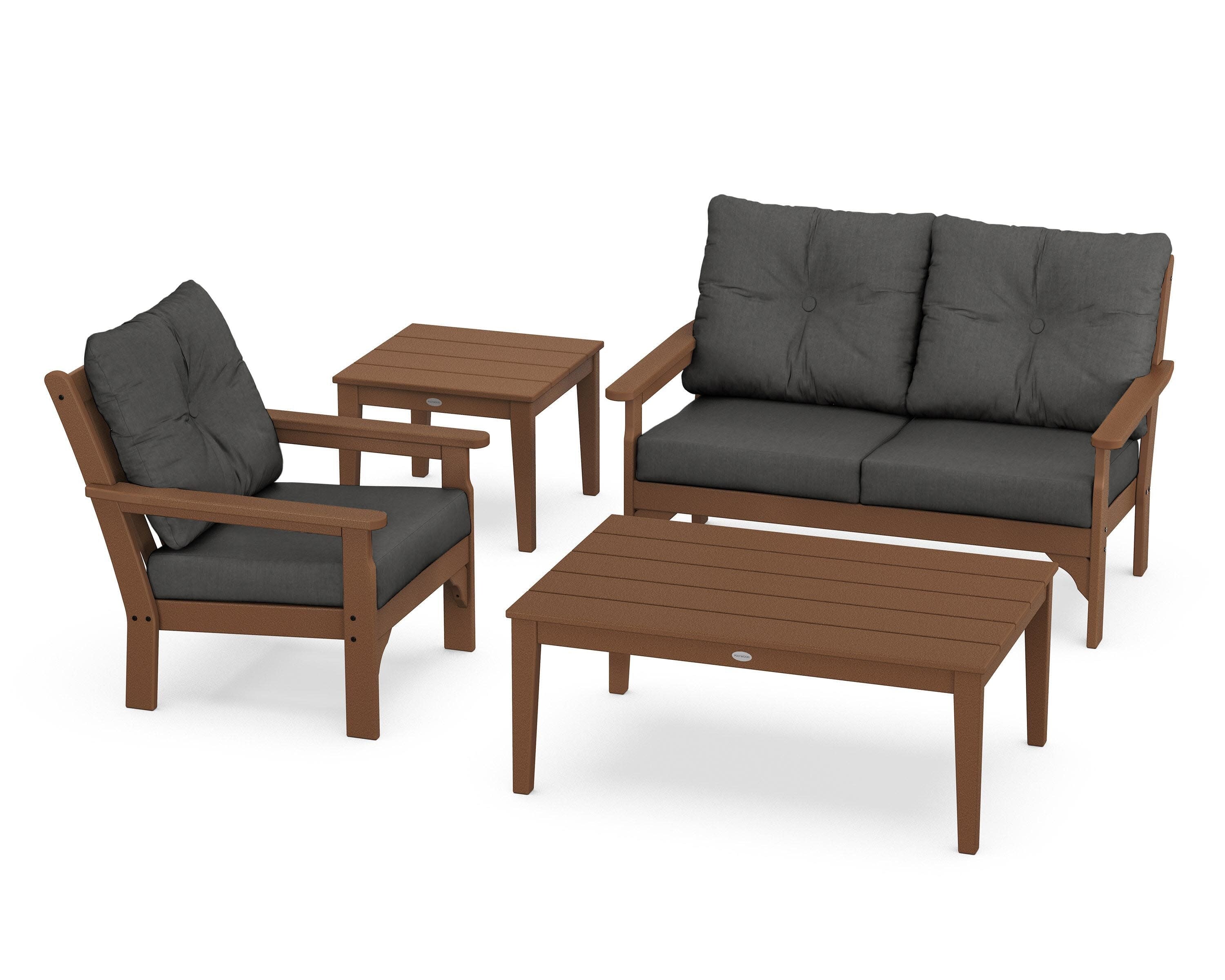 Vineyard 4-Piece Deep Seating Set in Teak / Spectrum Carbon