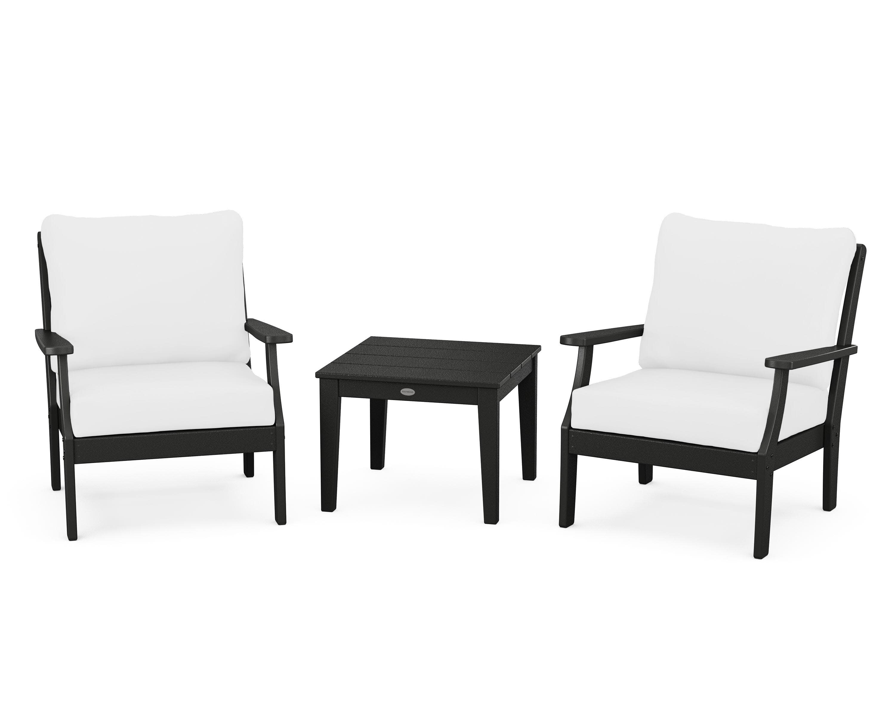 Braxton 3-Piece Deep Seating Set in Black / Natural