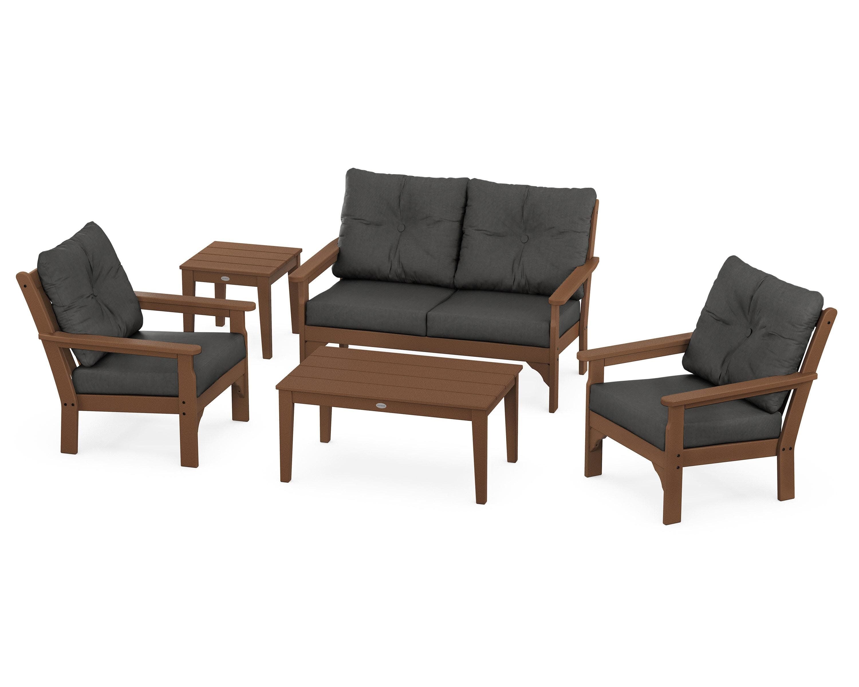 Vineyard 5-Piece Deep Seating Set in Teak / Spectrum Carbon
