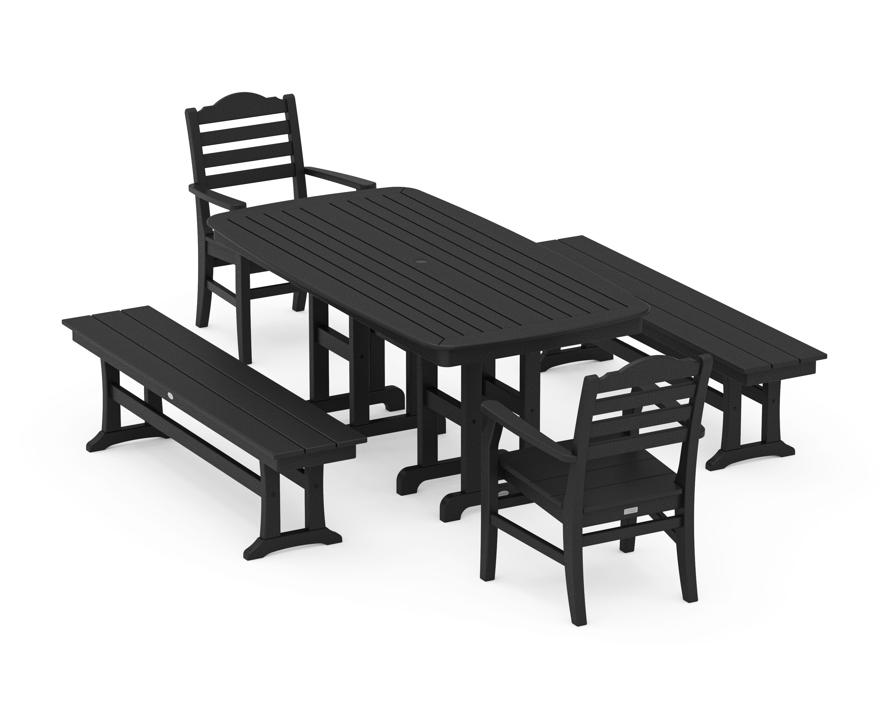 Savannah 5-Piece Dining Set with Benches in Black
