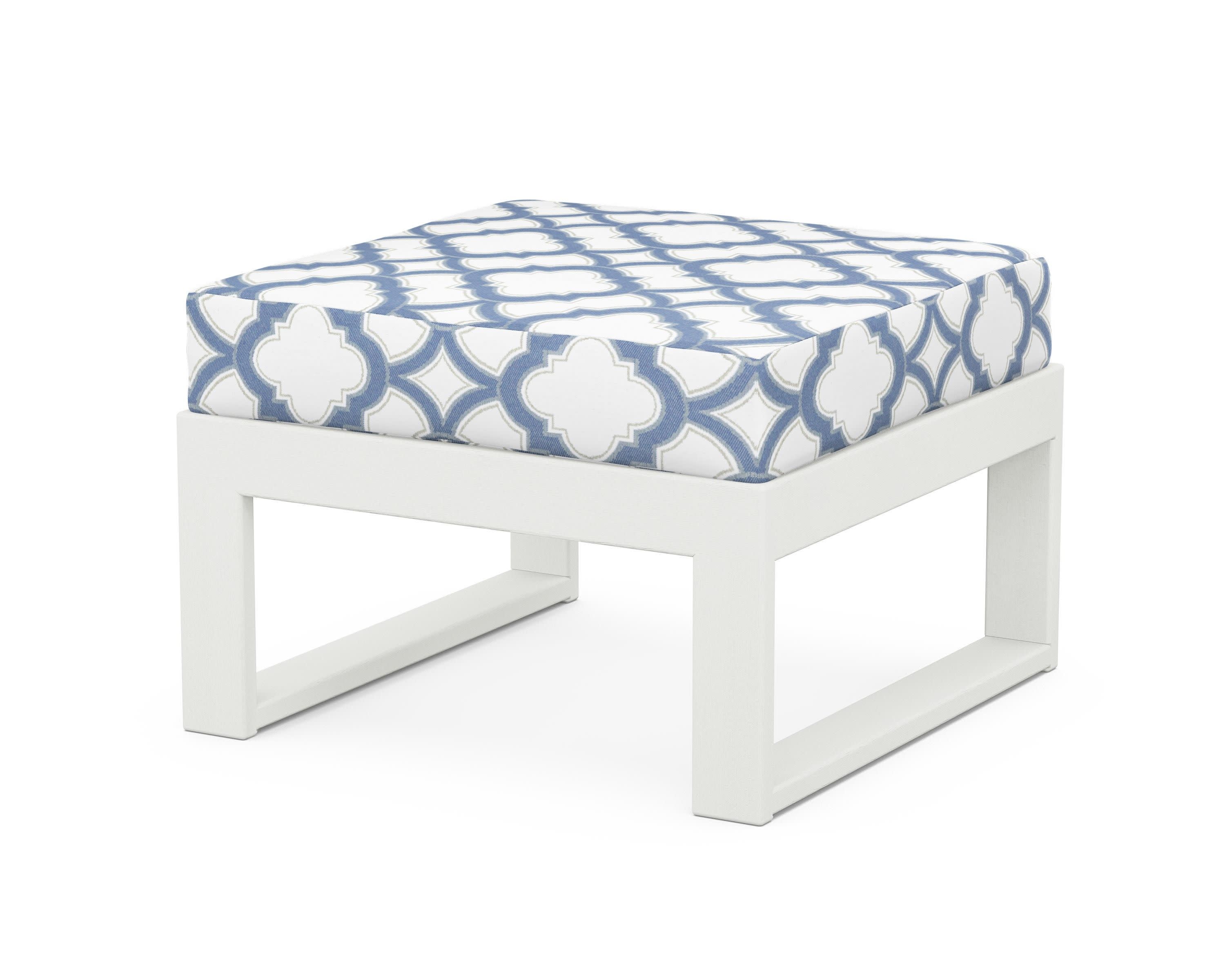 Modular Ottoman - Modern in Vintage White / Trellis Sky Blue