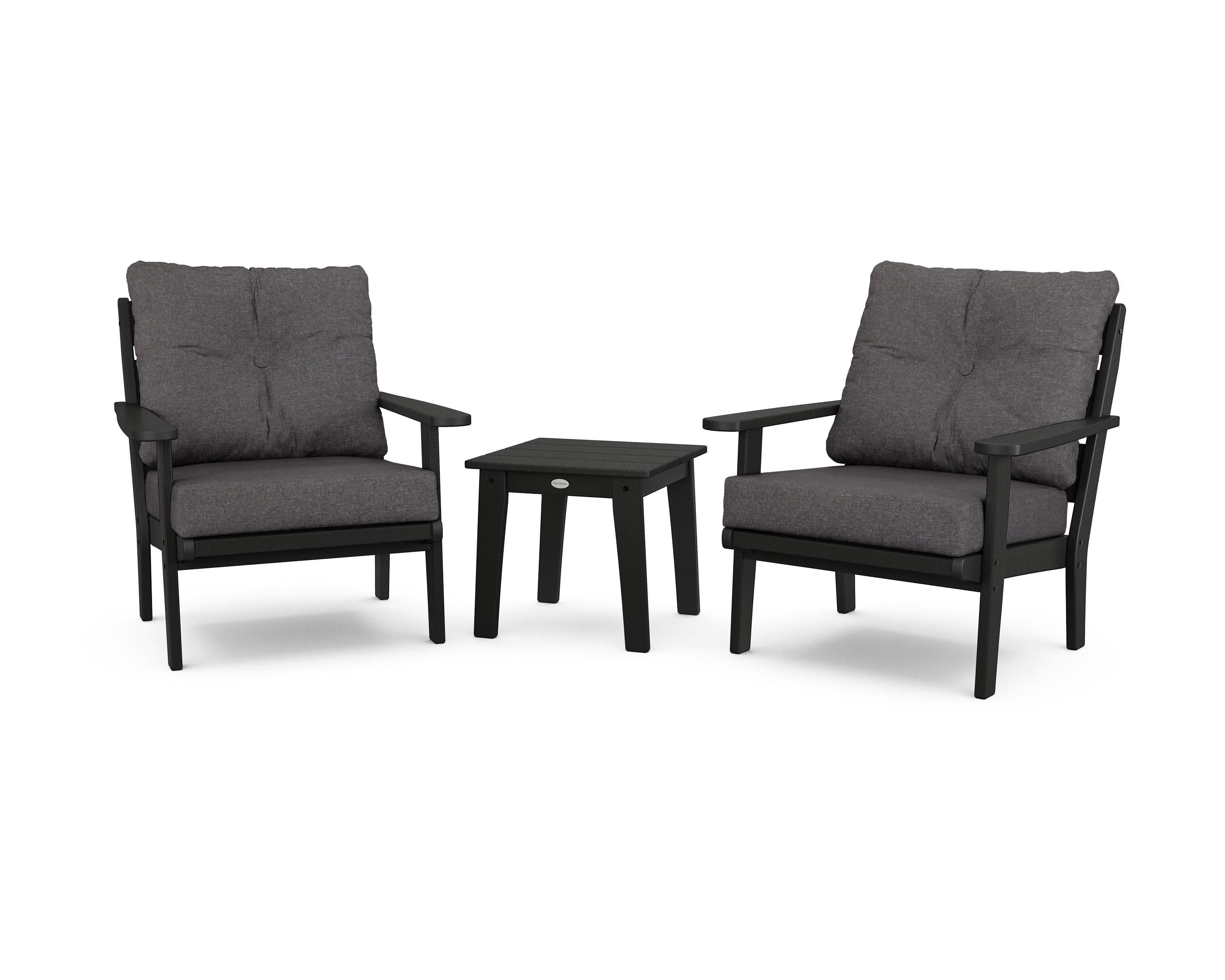 Lakeside 3-Piece Deep Seating Chair Set in Black / Ash Charcoal