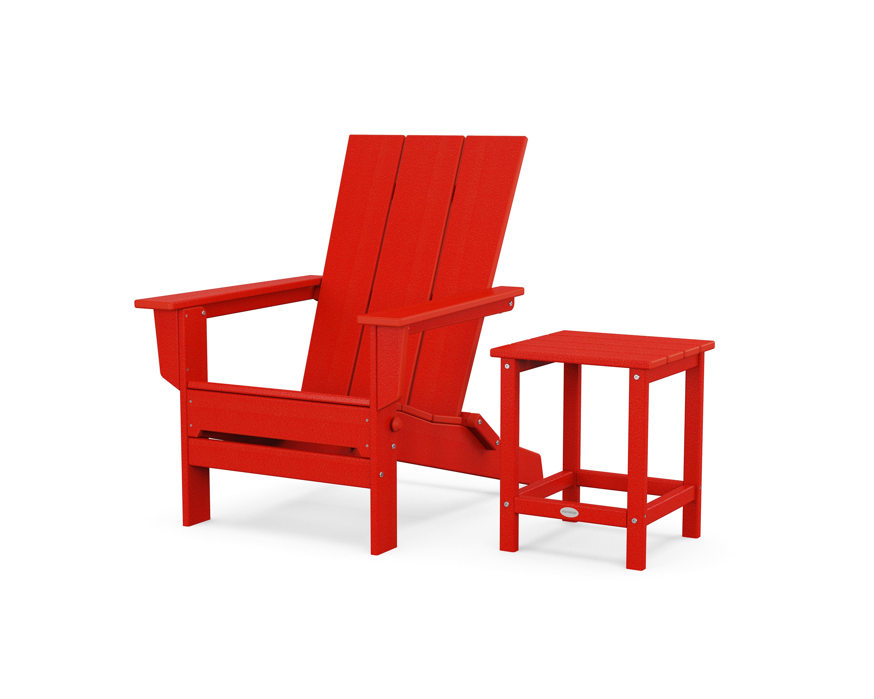 Modern Studio Folding Adirondack Chair with Side Table in Sunset Red