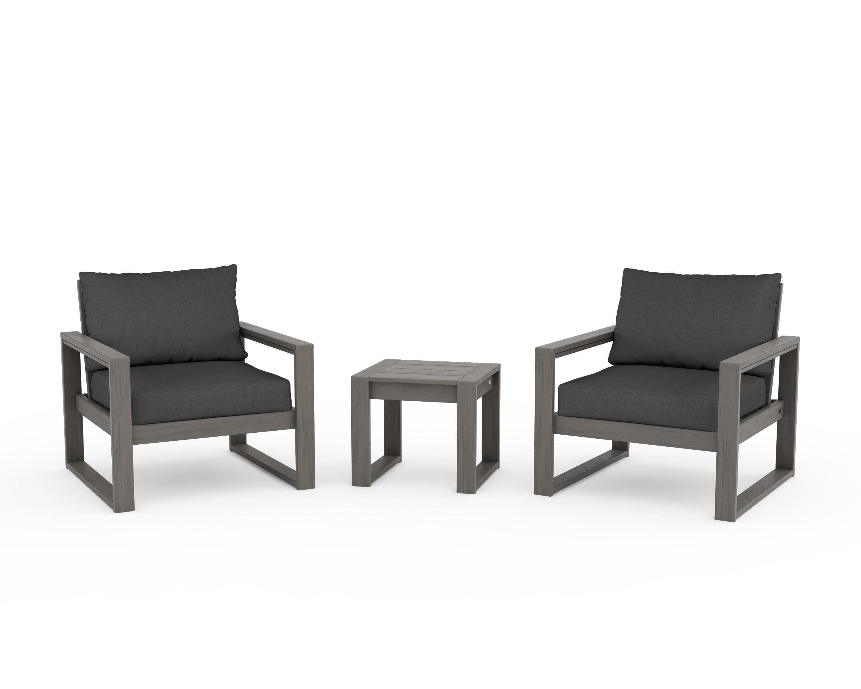 EDGE Sectional 3-Piece Deep Seating Set in Driftwood / Spectrum Carbon