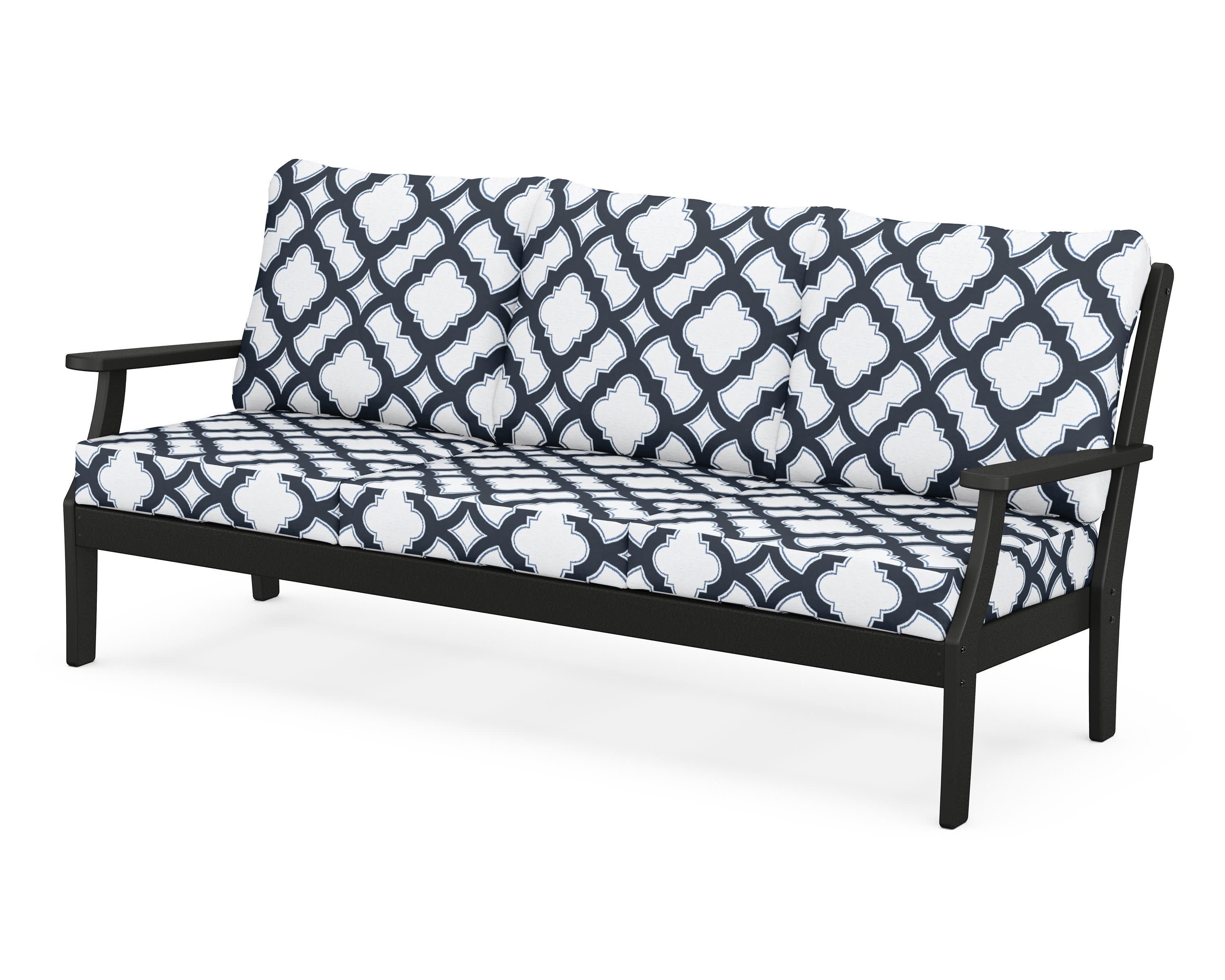 Braxton Deep Seating Sofa in Black / Trellis Marine Indigo