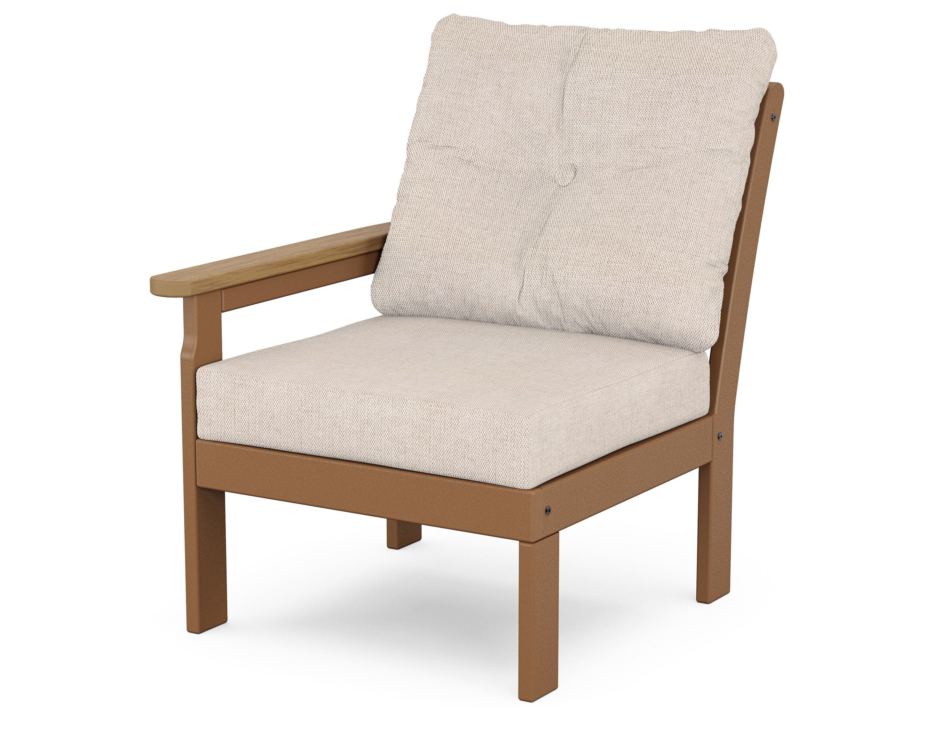 Vineyard Modular Left Arm Chair in Teak / Natural / Blend Linen