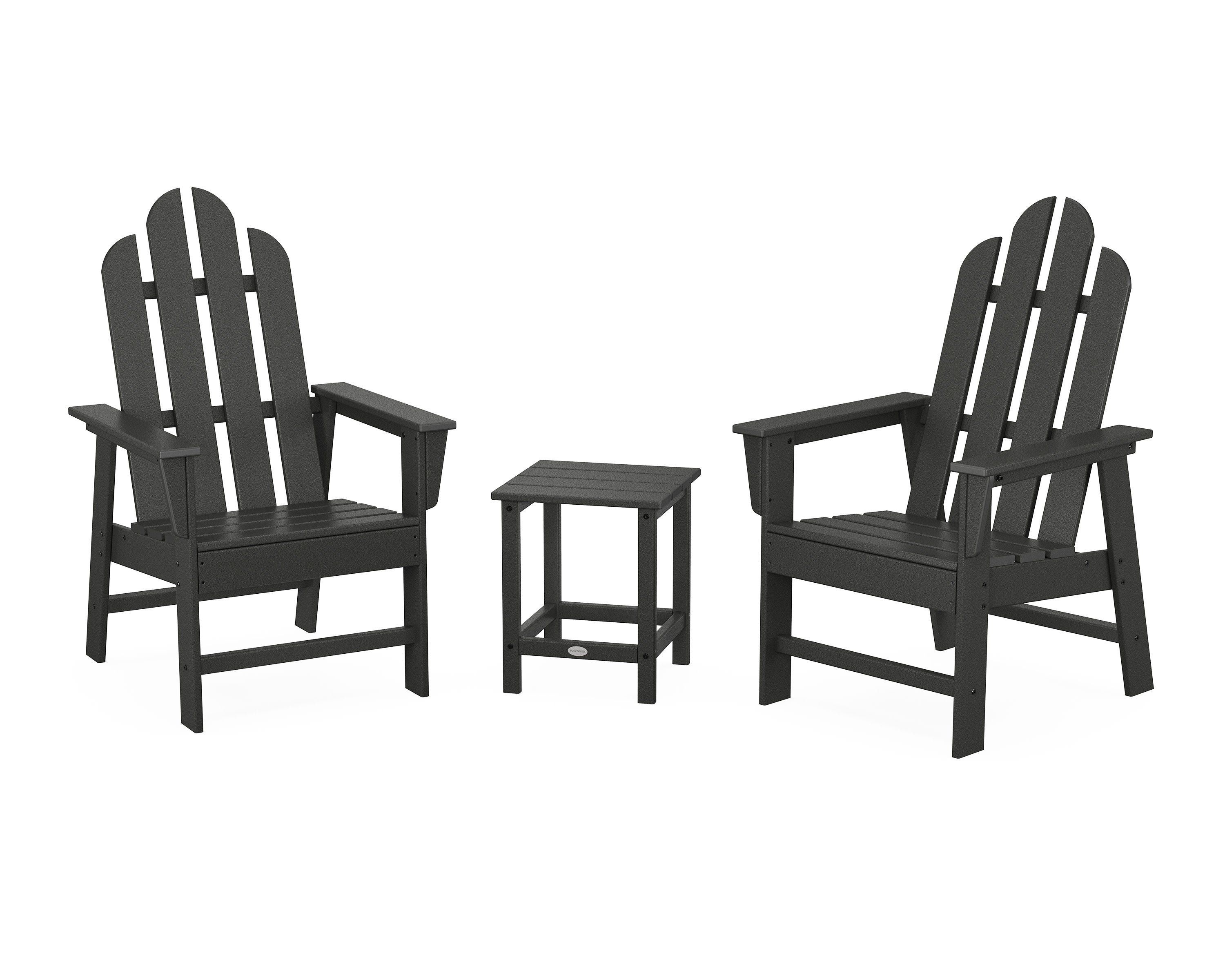 Long Island 3-Piece Upright Adirondack Chair Set in Black