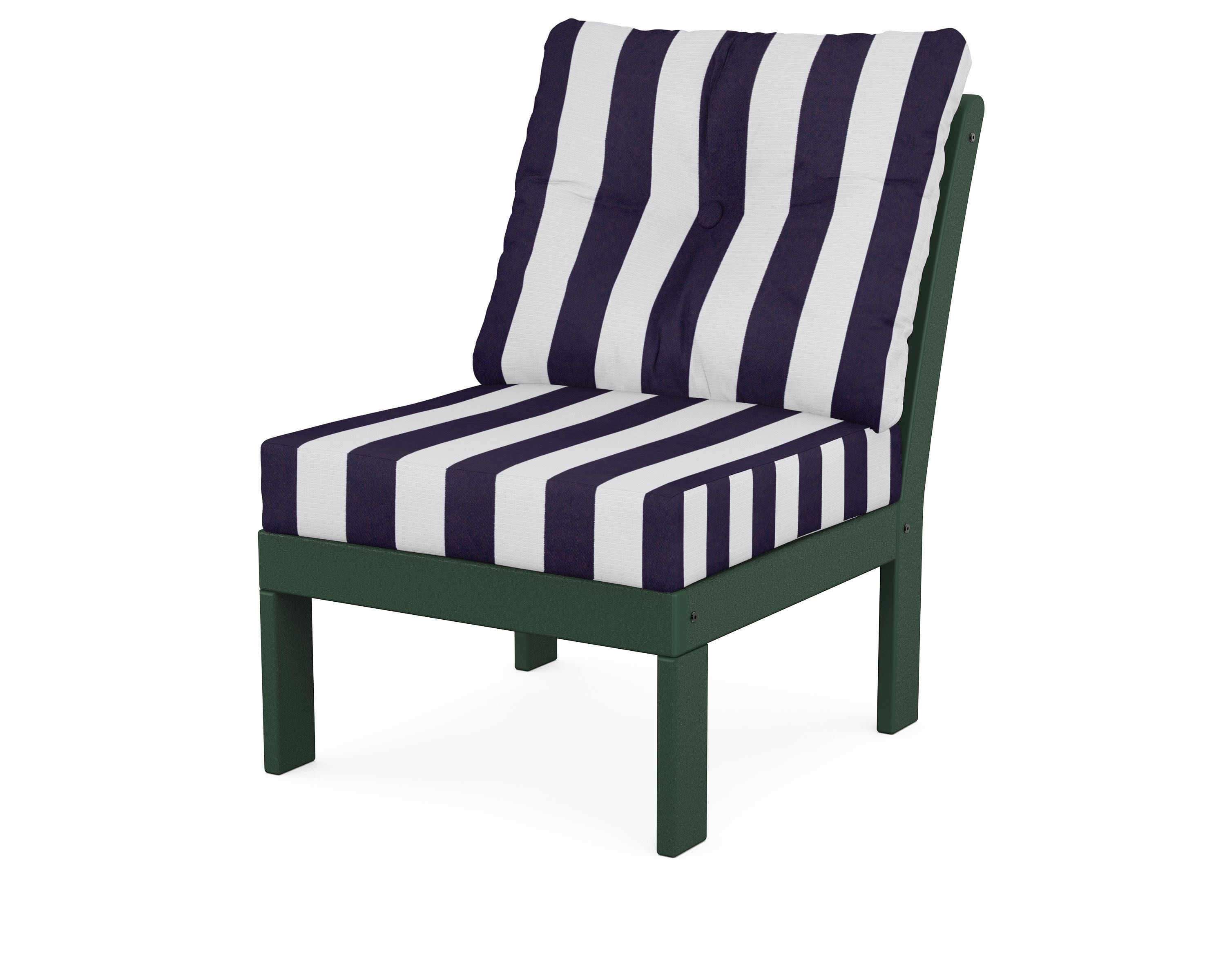Vineyard Modular Armless Chair in Green / Cabana Stripe Navy