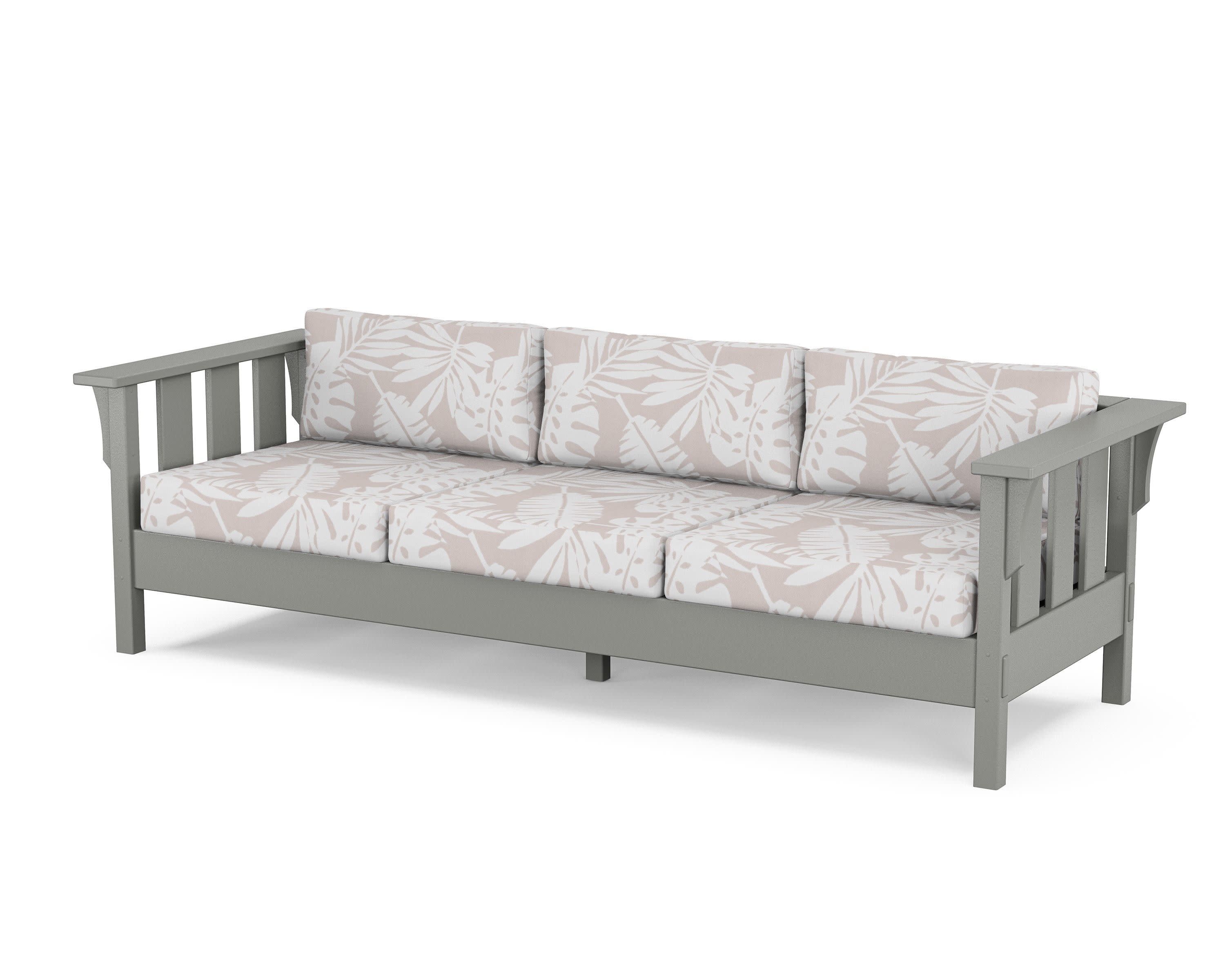Acadia Deep Seating Sofa in Slate Grey / Leaf Dune Burlap