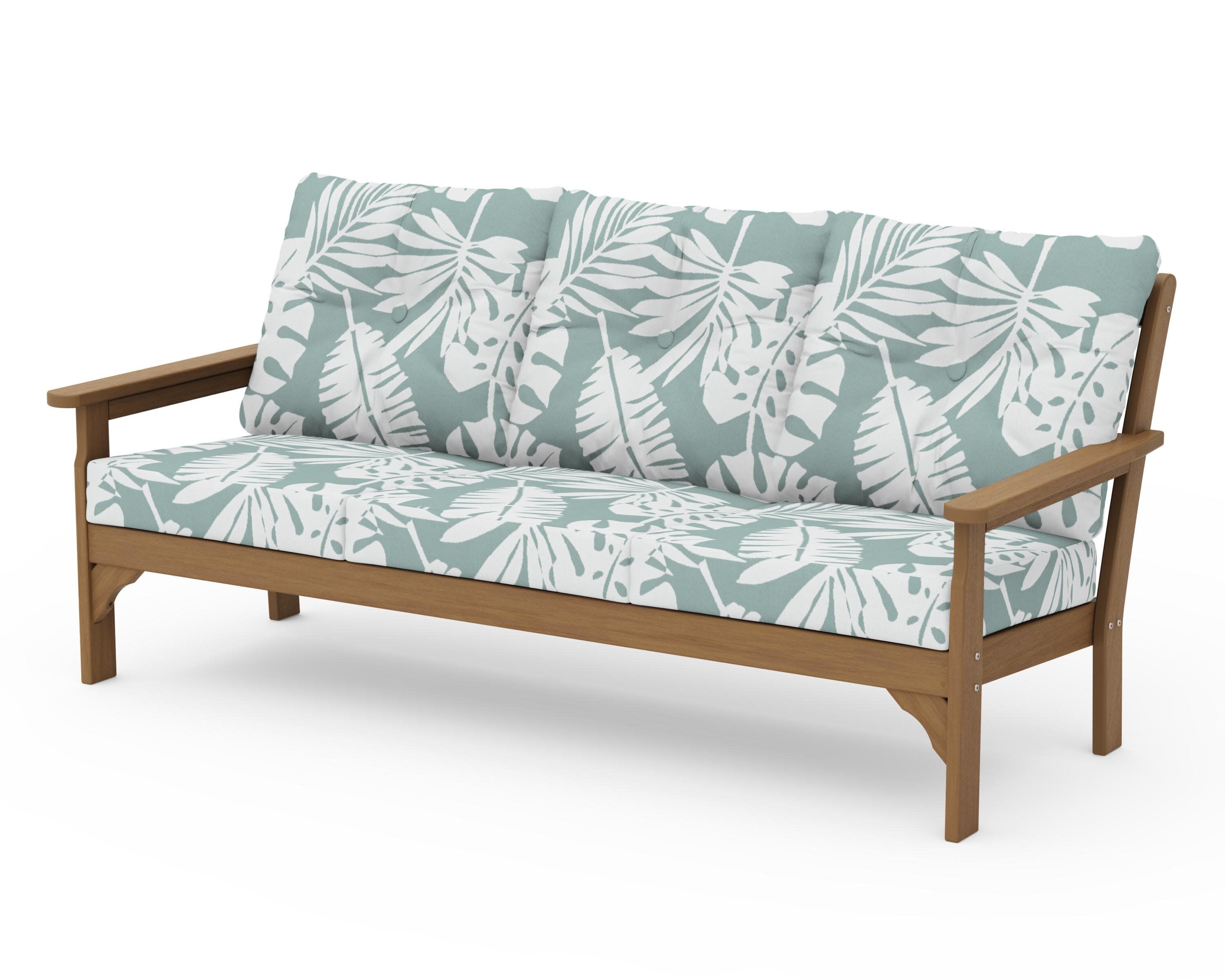 Vineyard Deep Seating Sofa in Natural / Leaf Glacier Spa