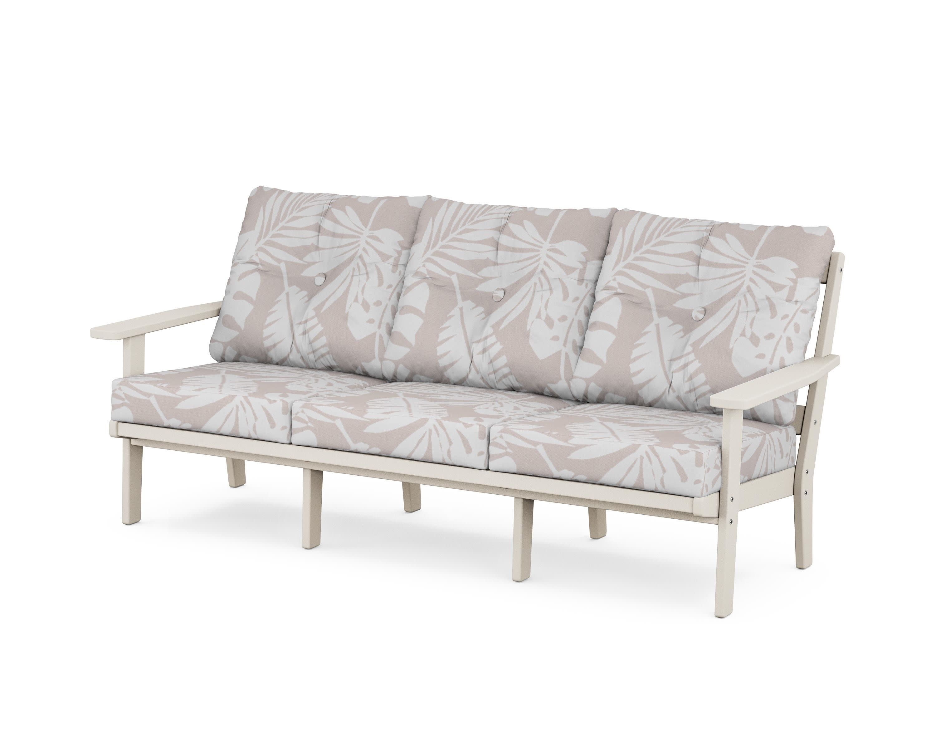 Oxford Deep Seating Sofa in Sand / Leaf Dune Burlap