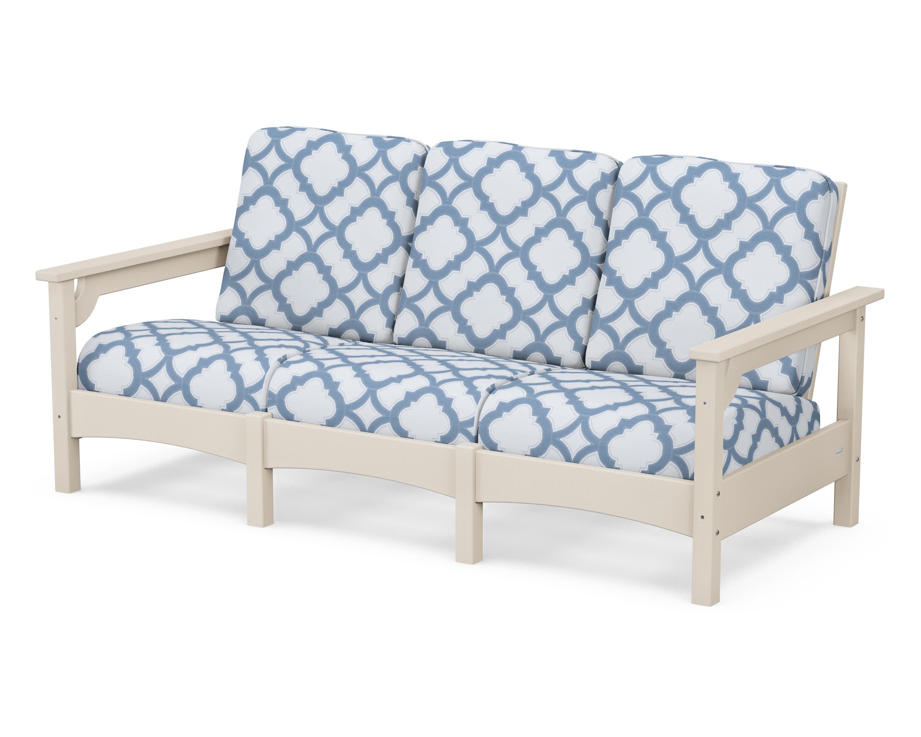 Club Sofa in Sand / Trellis Sky Blue
