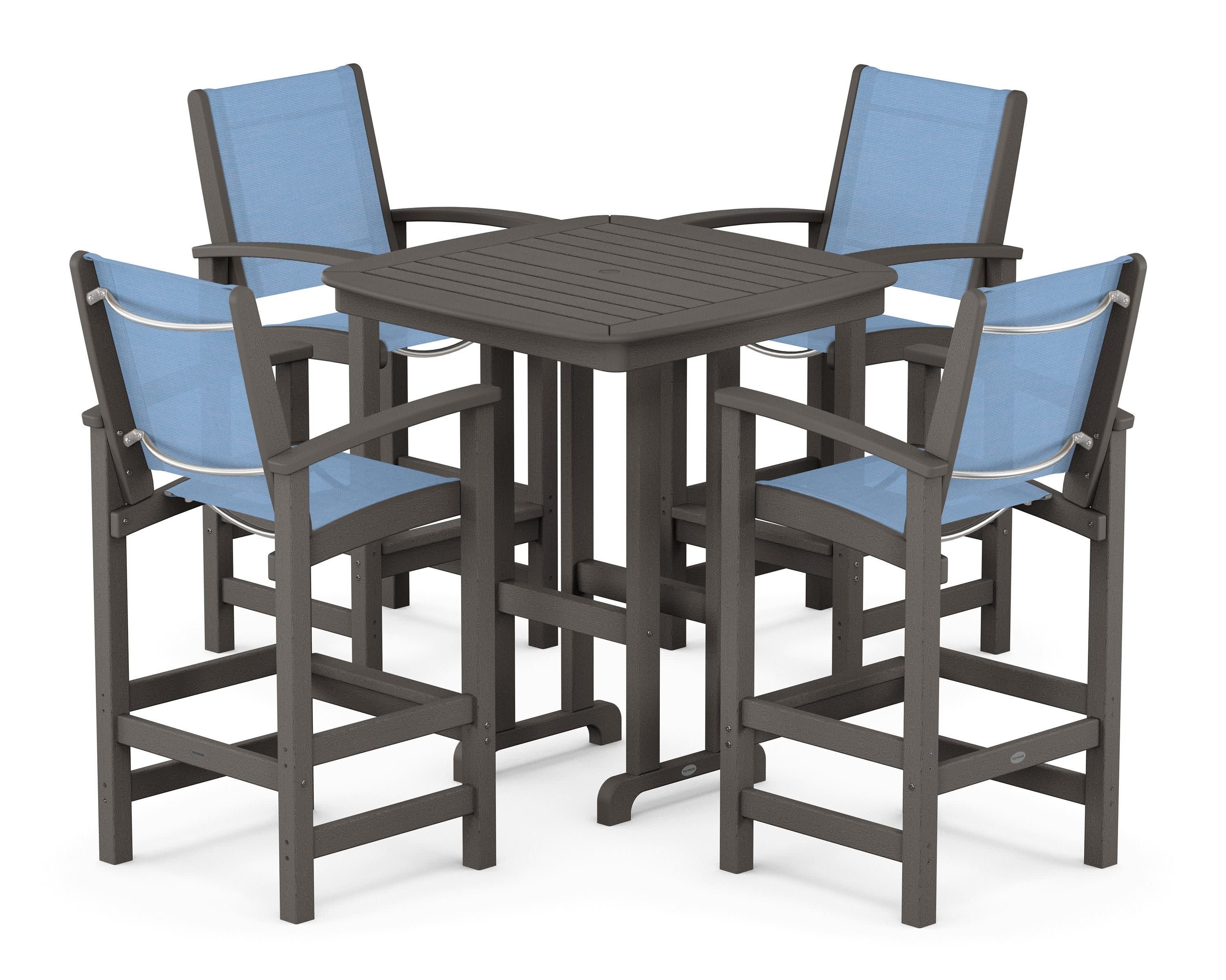 Coastal 5-Piece Bar Set in Vintage Coffee / Poolside Sling