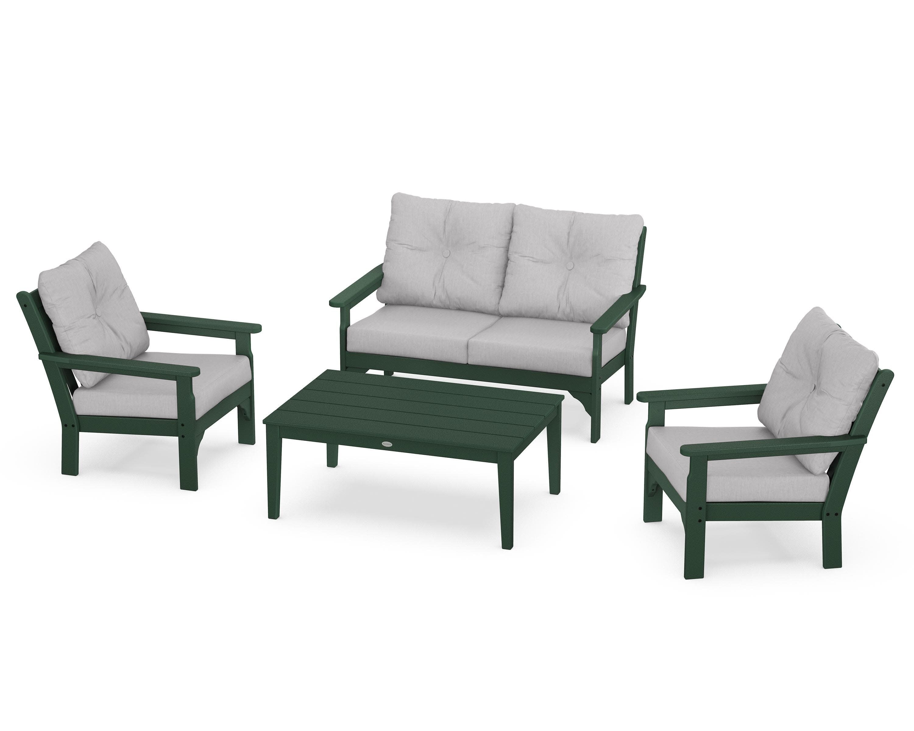 Vineyard 4-Piece Deep Seating Set in Green / Granite
