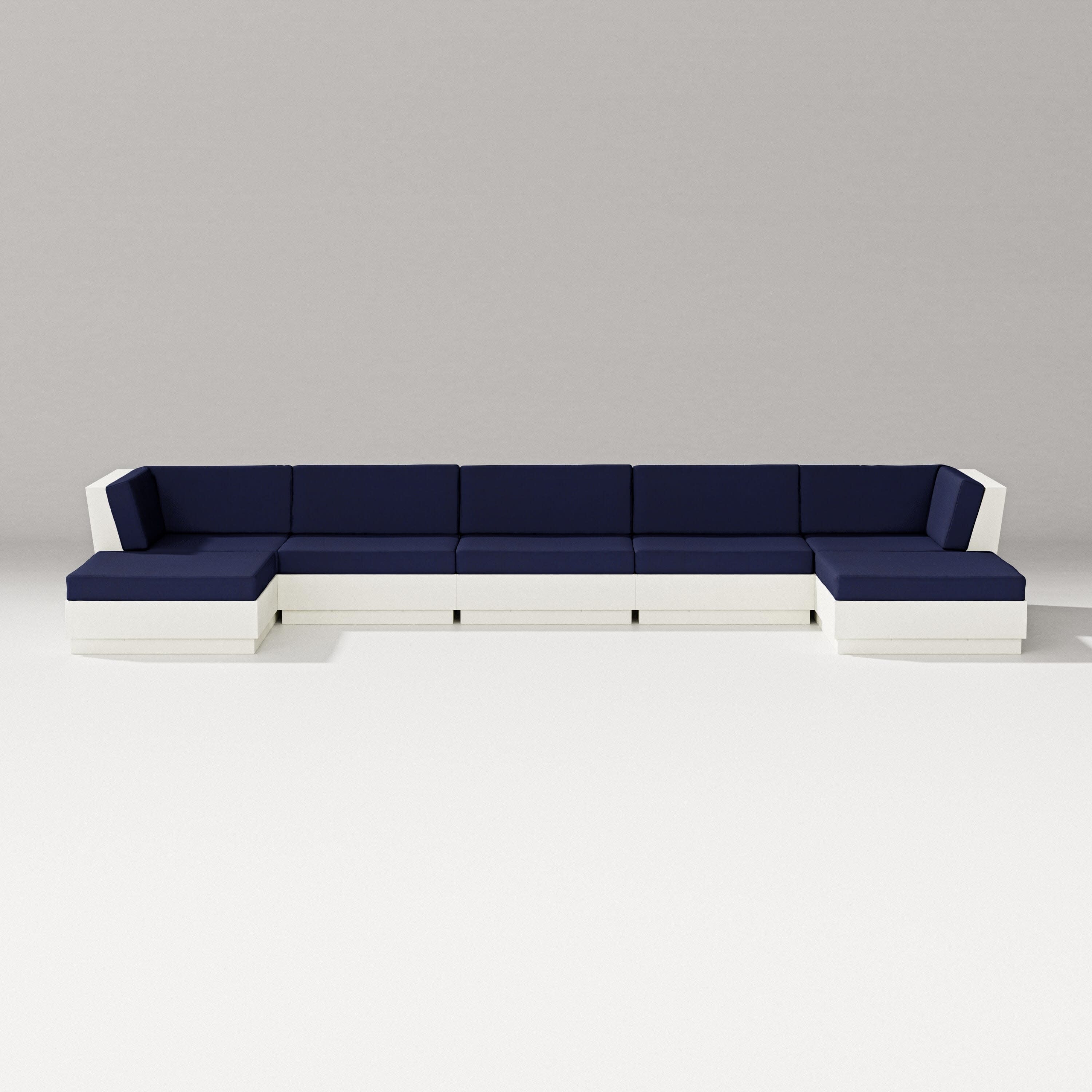 Elevate 7-Piece Double Chaise Sectional in Vintage White / Navy