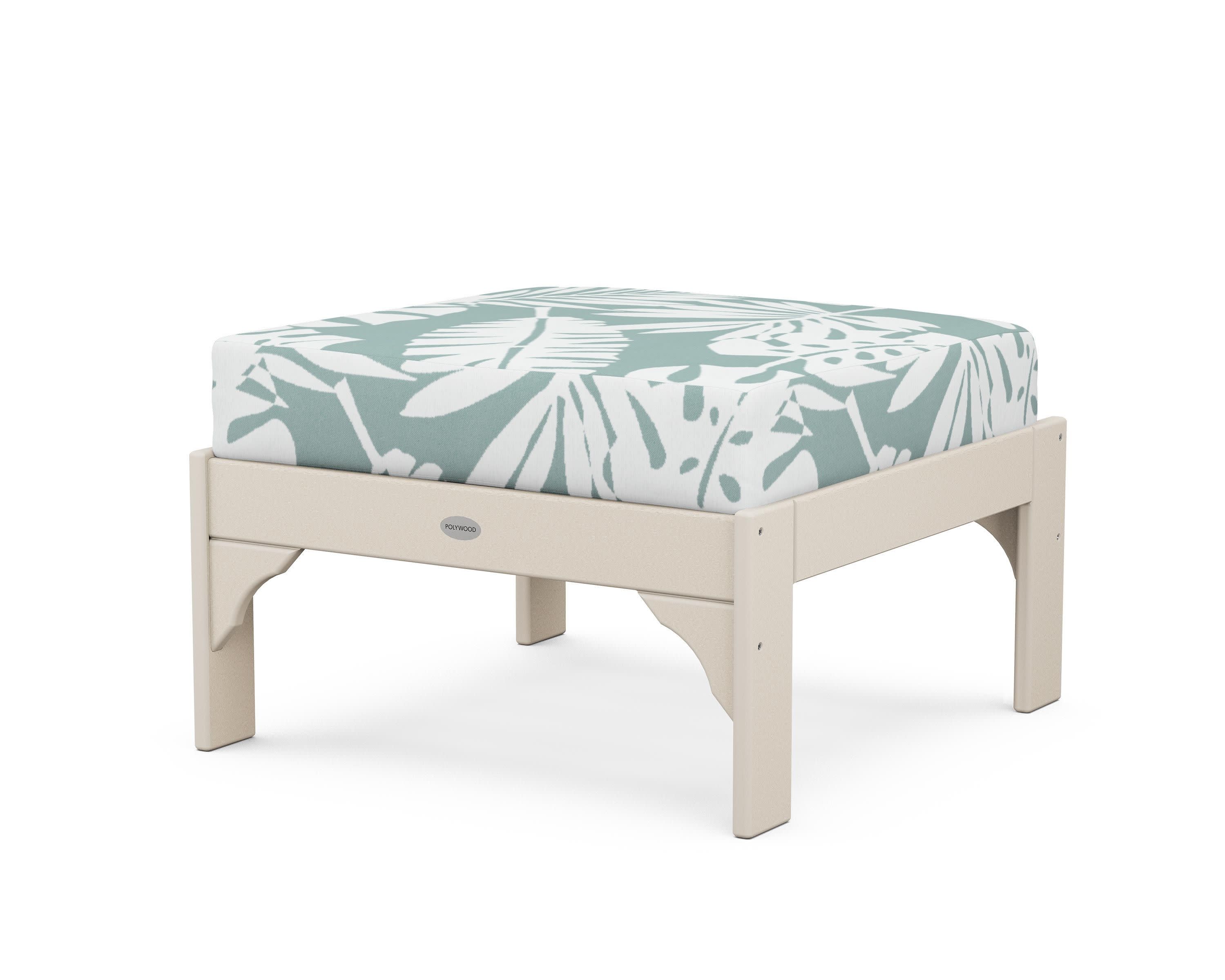 Vineyard Deep Seating Ottoman in Sand / Leaf Glacier Spa