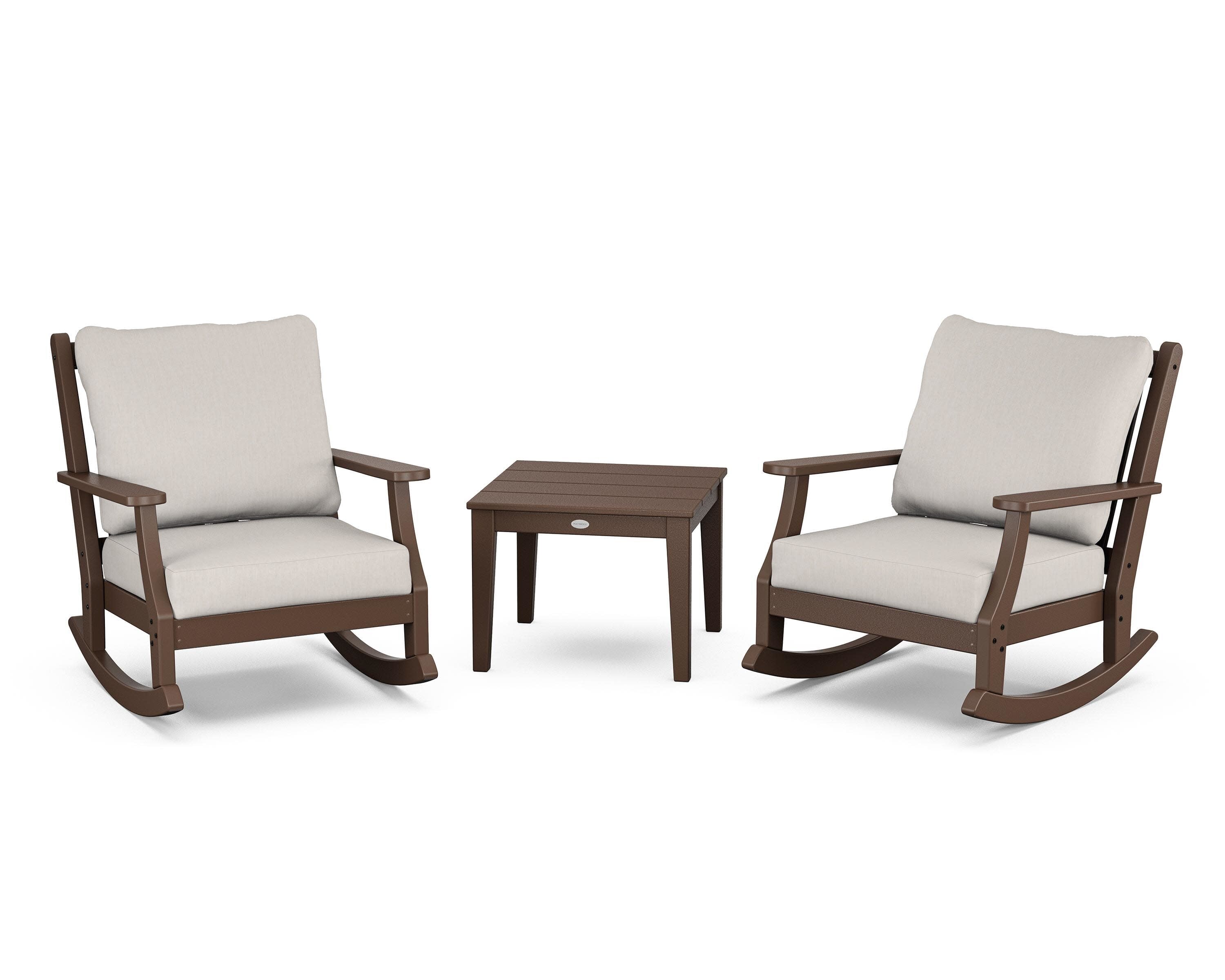Wovendale 3-Piece Deep Seating Rocker Set in Mahogany / Cast Ash